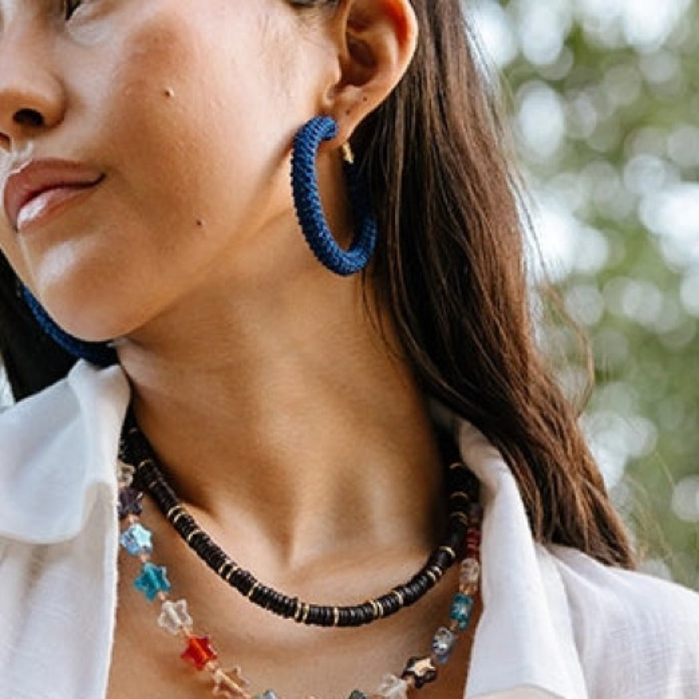 Noonday Collection Azul Crochet Hoops Earrings