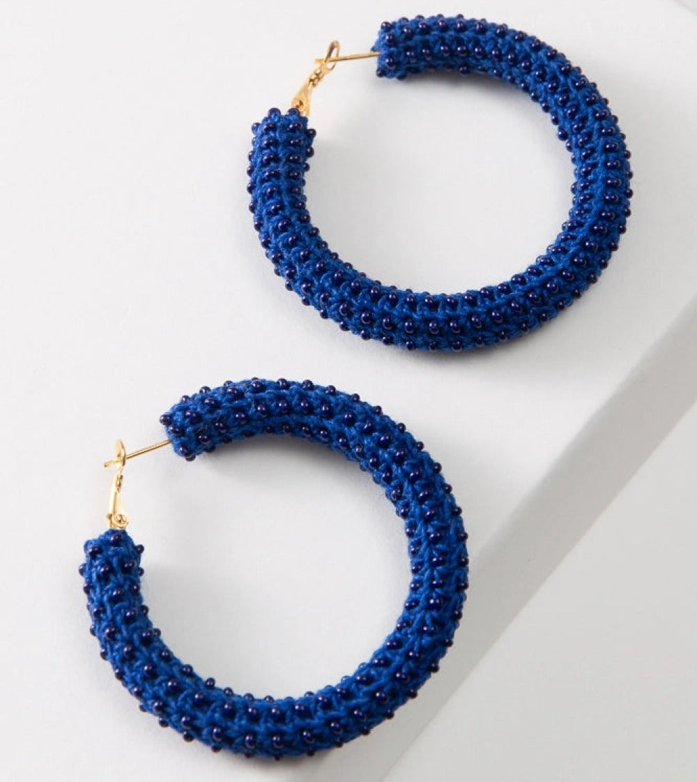 Noonday Collection Azul Crochet Hoops Earrings