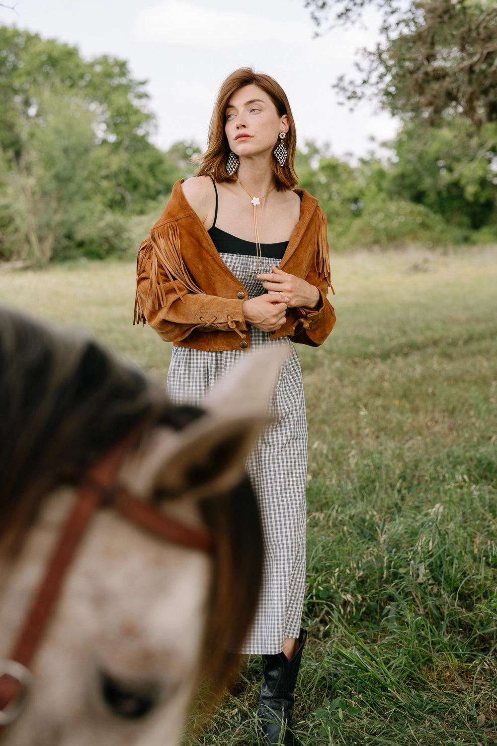 Noonday Collection Beaded Gingham Earrings