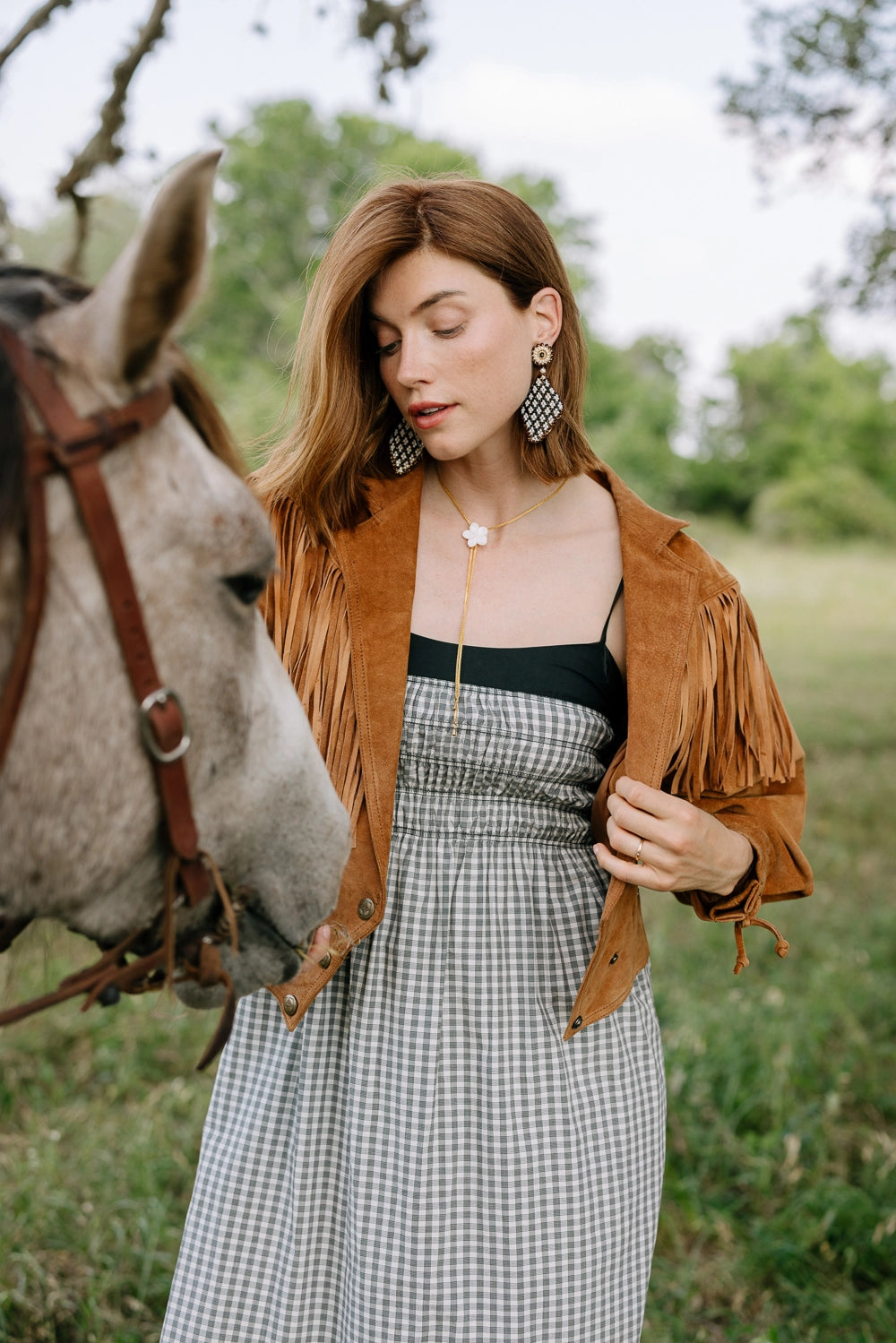Noonday Collection Beaded Gingham Earrings