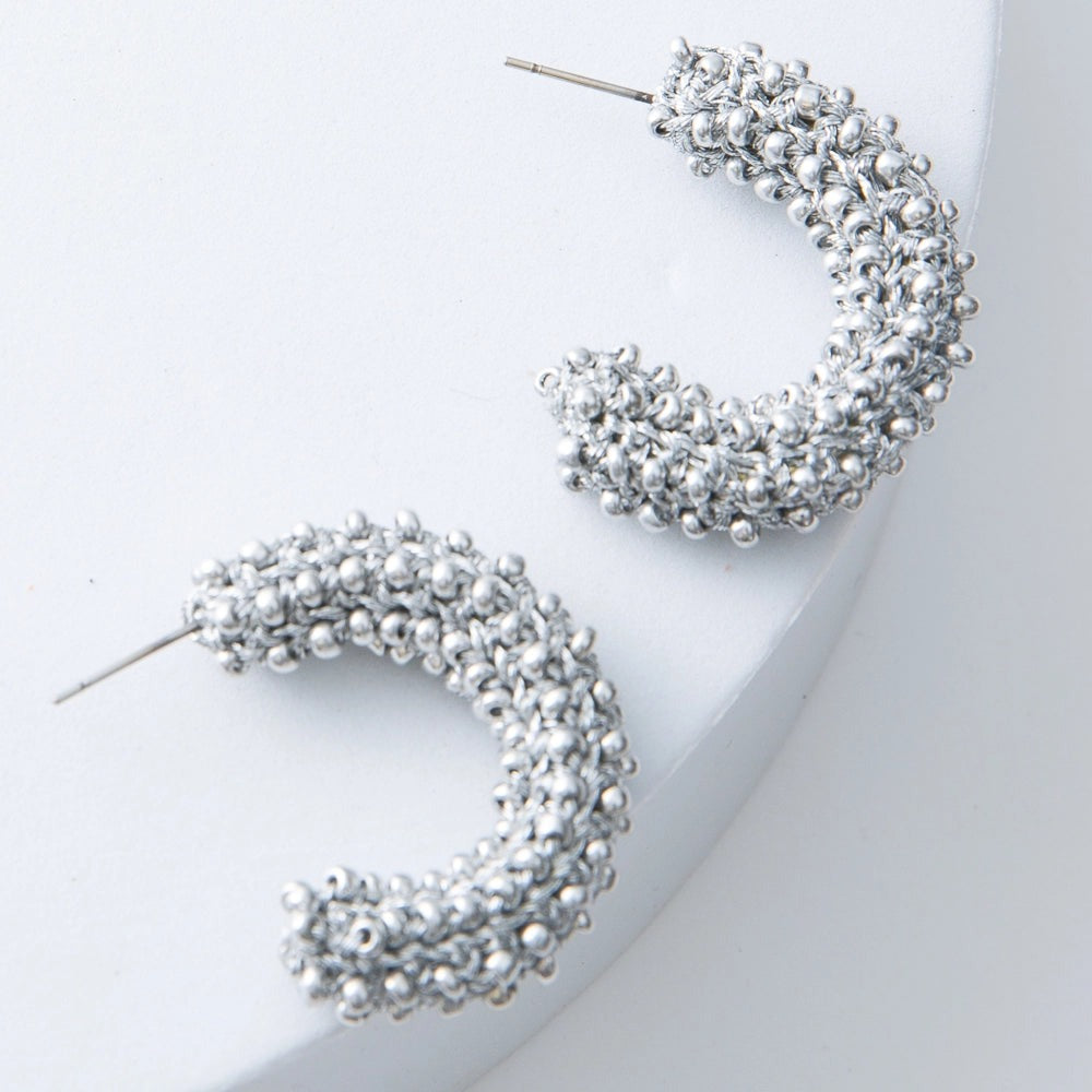Noonday Collection Chrome Crochet Hoops Earrings