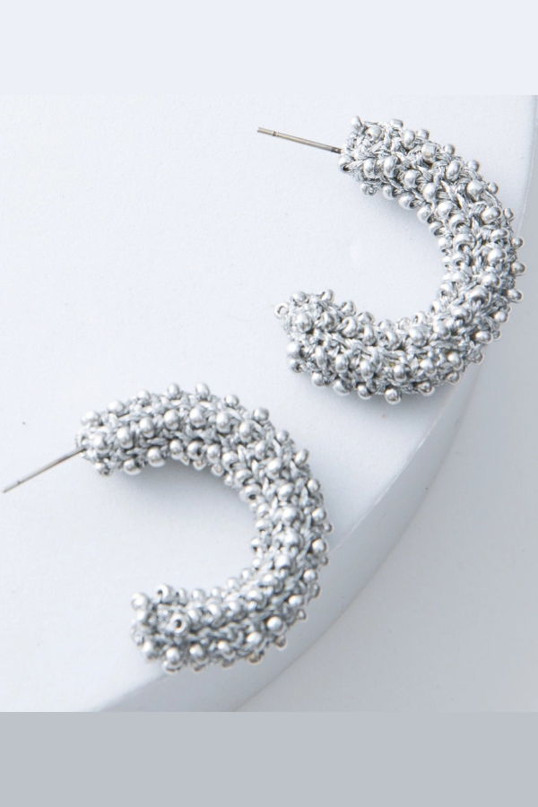Noonday Collection Chrome Crochet Hoops Earrings