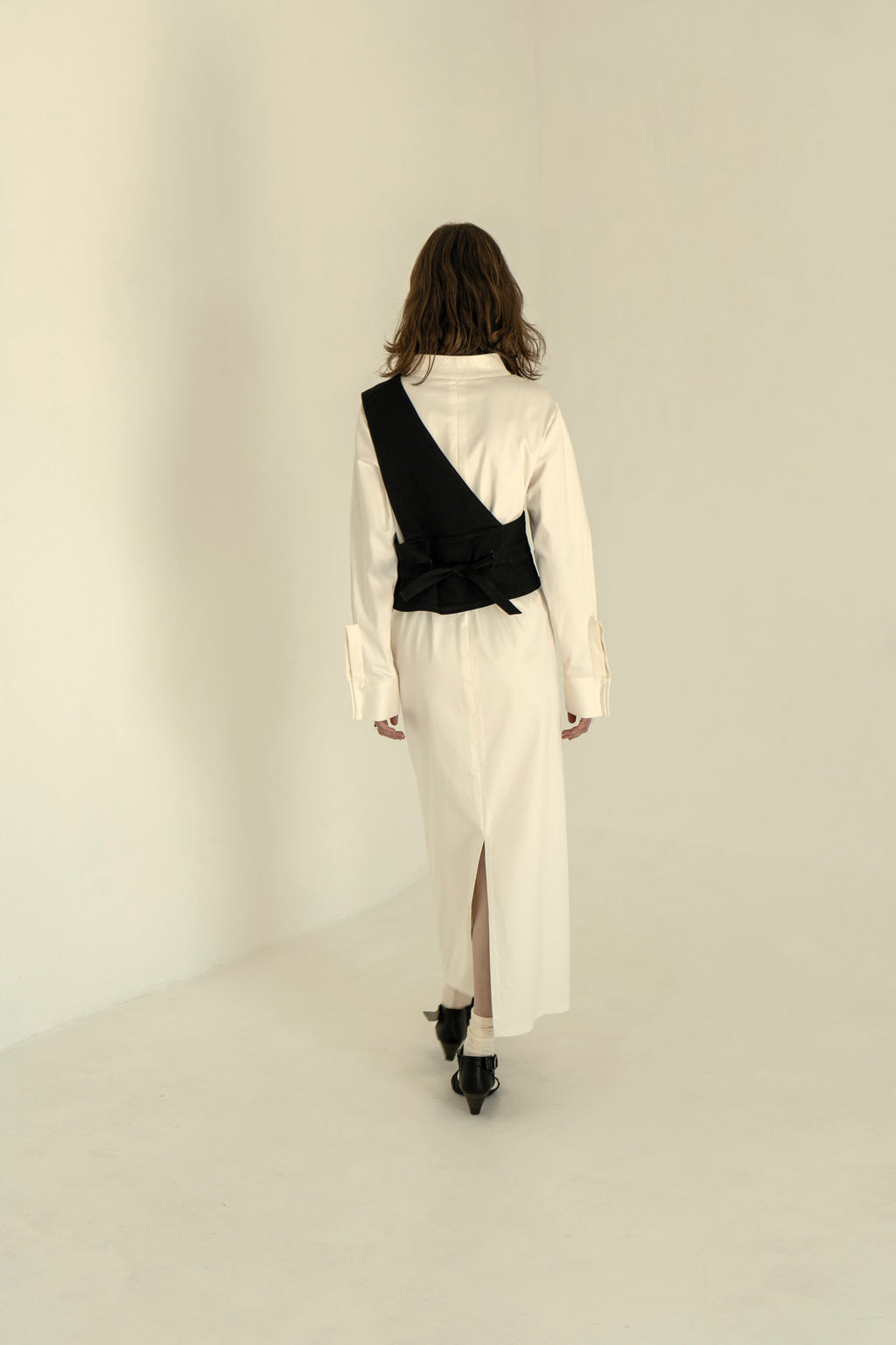 ODESA DENIM ONE SHOULDER VEST - Black