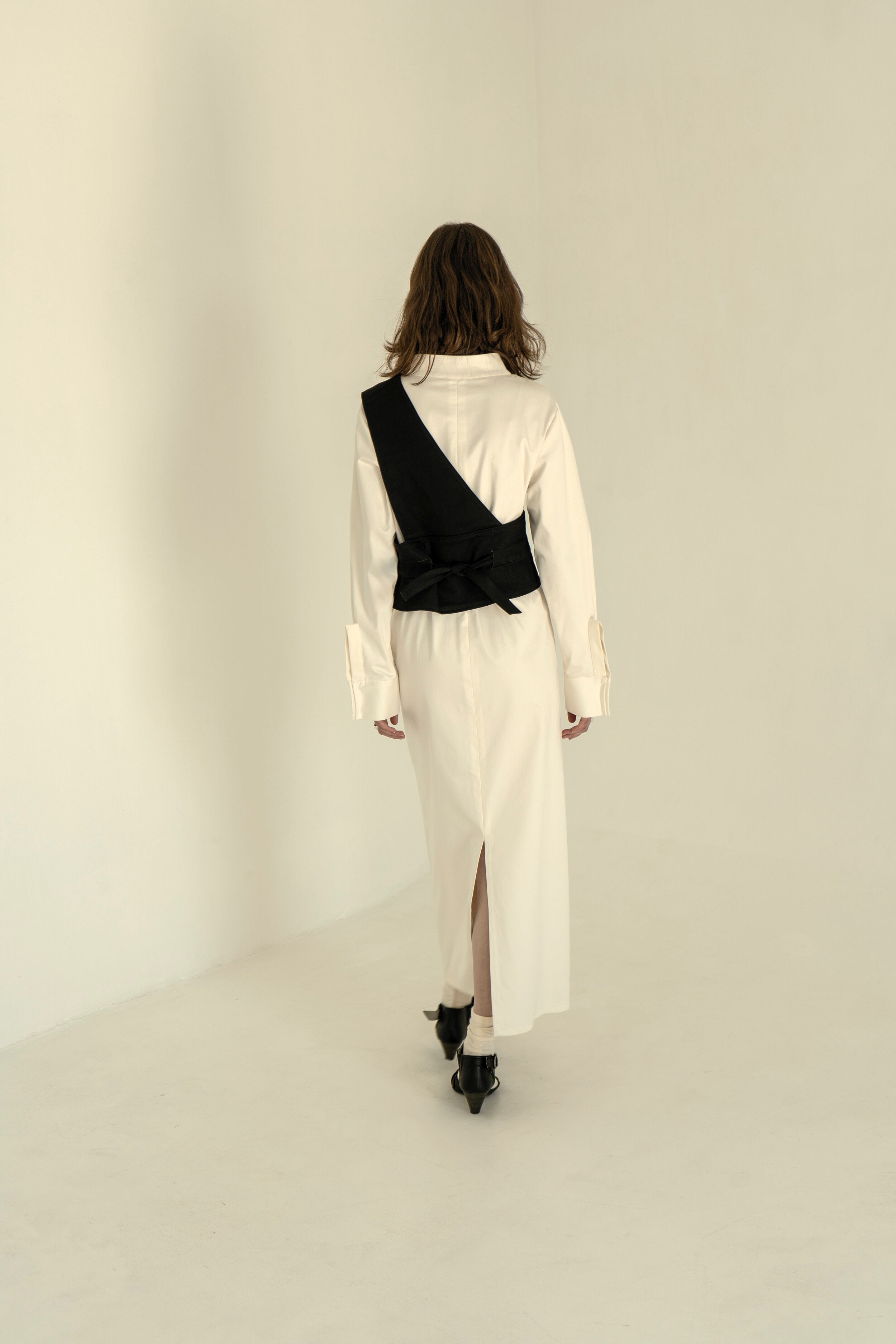 ODESA DENIM ONE SHOULDER VEST - Black