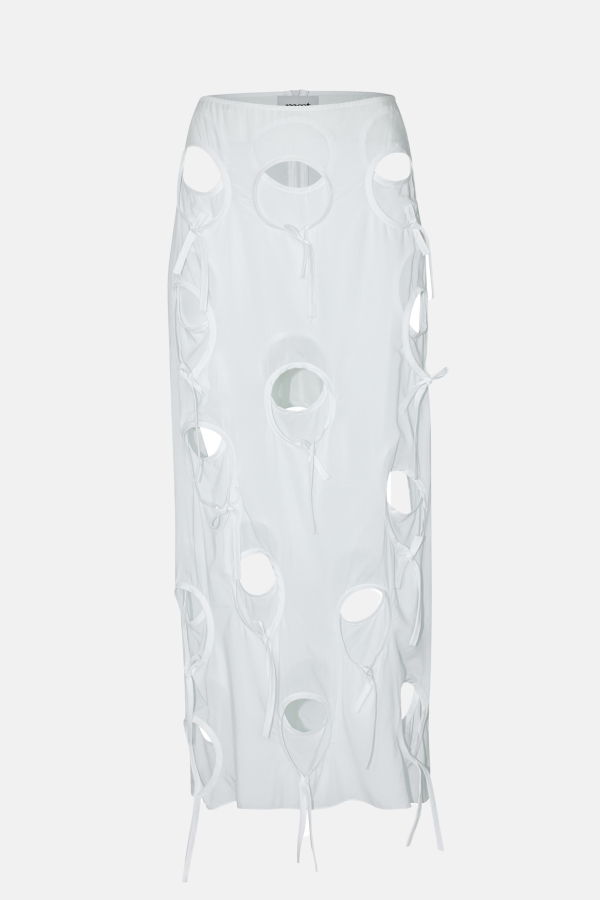 Maet Olena Circle Cut-out Midi Skirt - White