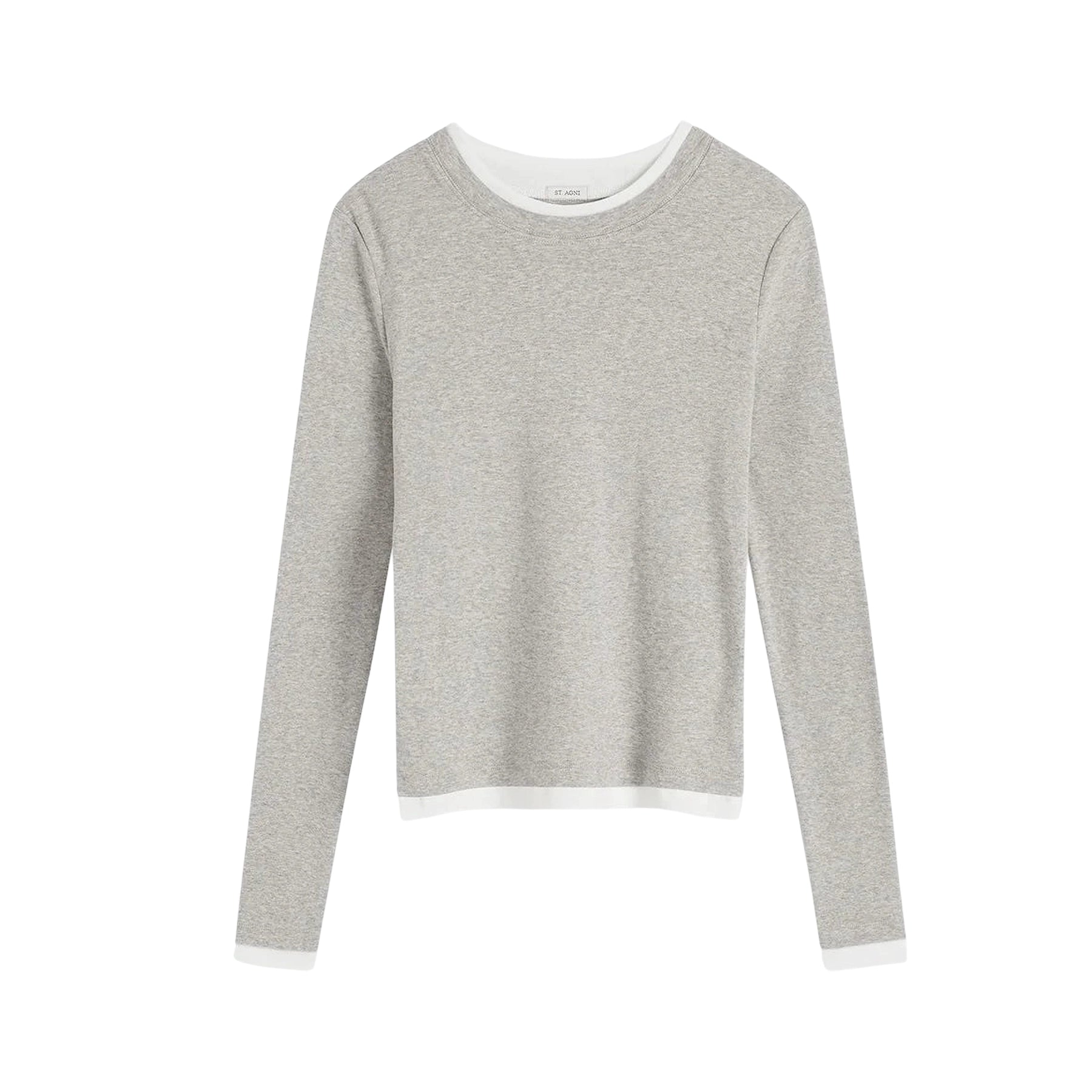 St. Agni Organic Cotton Layered Long Sleeve Top - Grey Marle