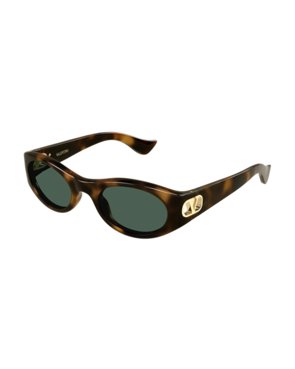 Valentino Oval Almond Sunglasses - Havana/Green