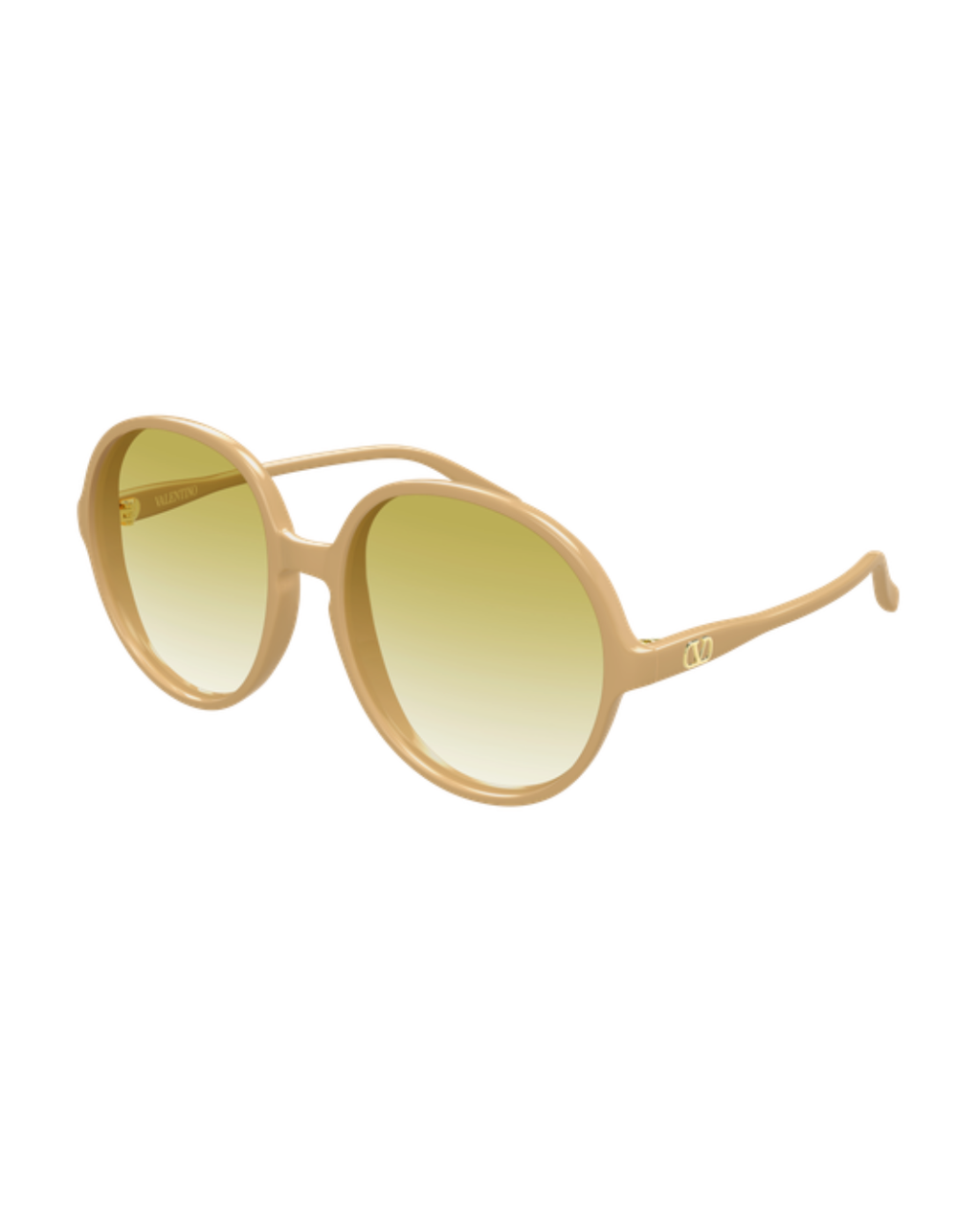 Valentino Oversized Round Sunglasses - Nude/Yellow