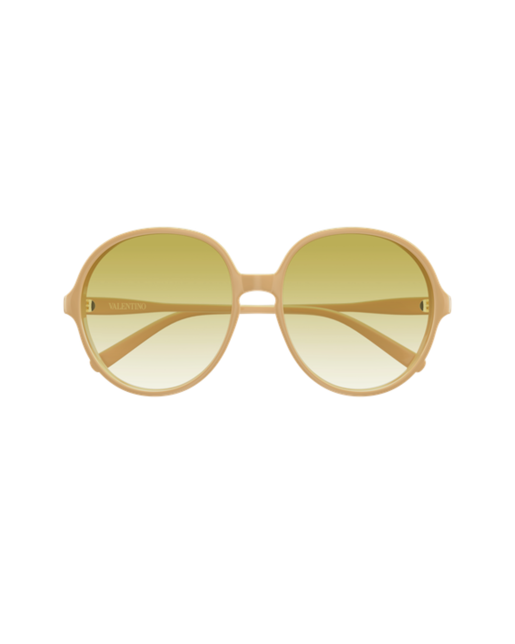 Valentino Oversized Round Sunglasses - Nude/Yellow