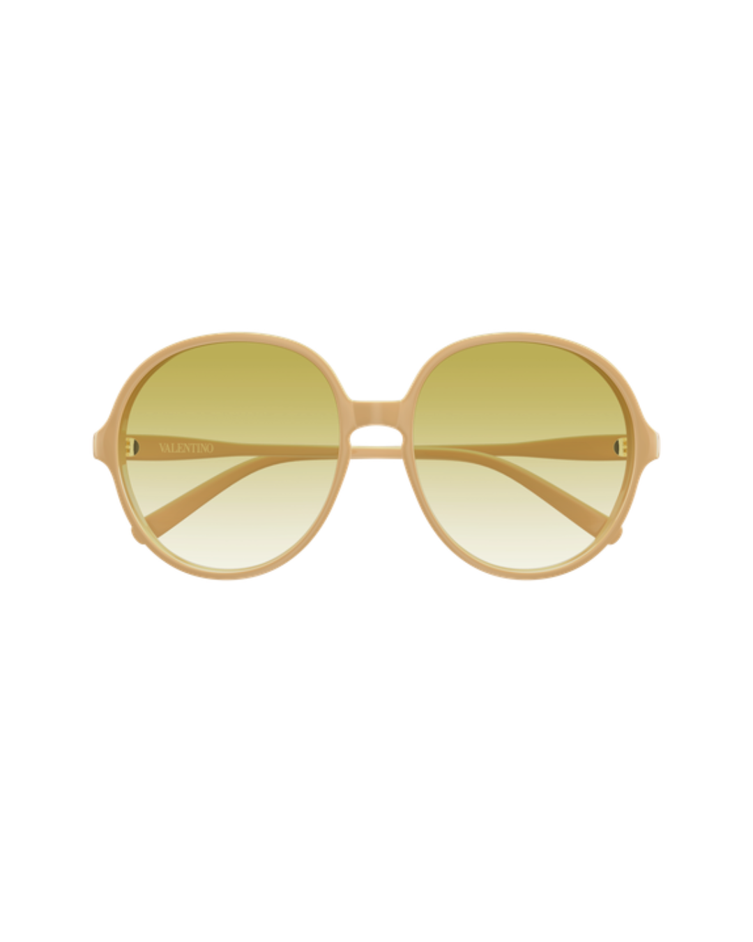 Valentino Oversized Round Sunglasses - Nude/Yellow
