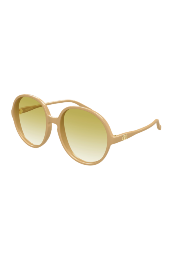 Valentino Oversized Round Sunglasses - Nude/Yellow