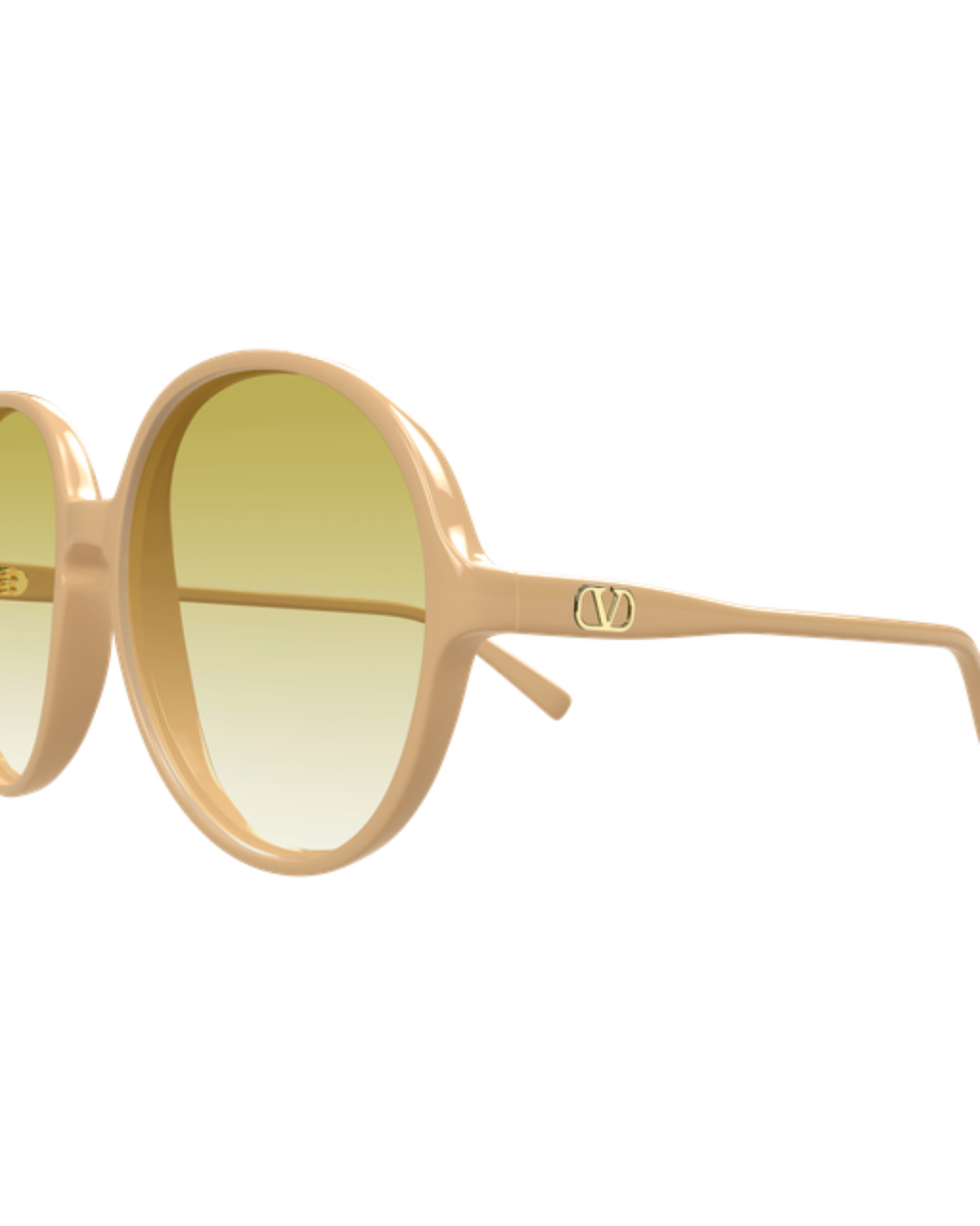 Valentino Oversized Round Sunglasses - Nude/Yellow