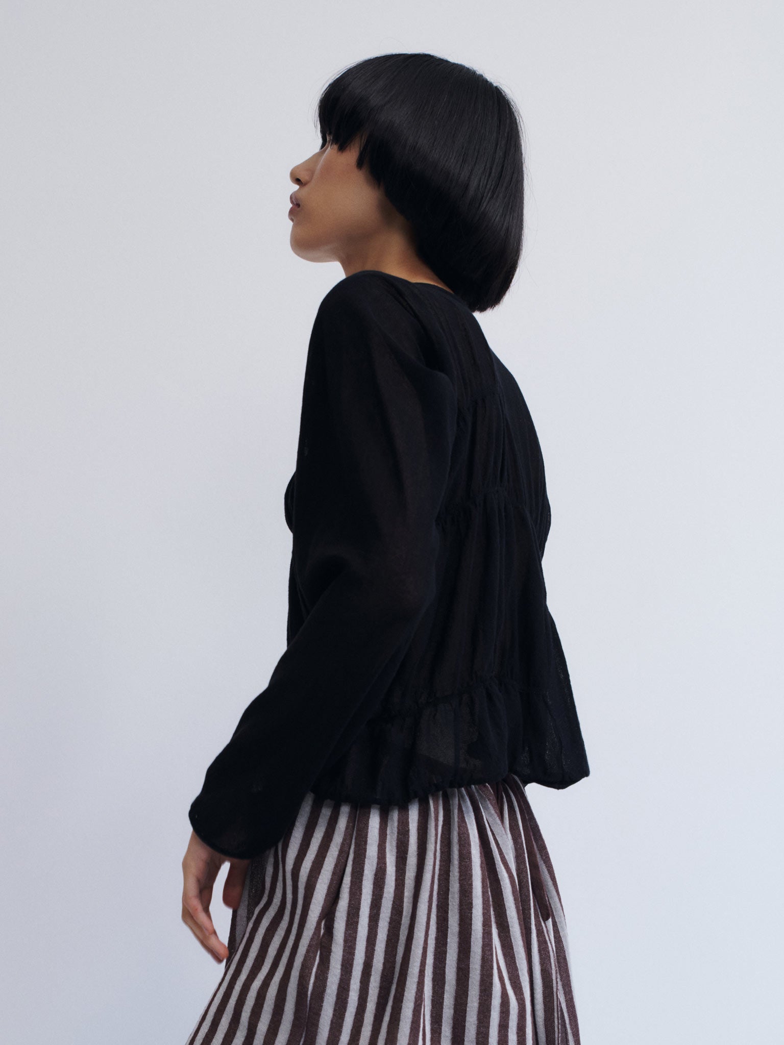 Rus Oboro Ruched Cardigan - Black