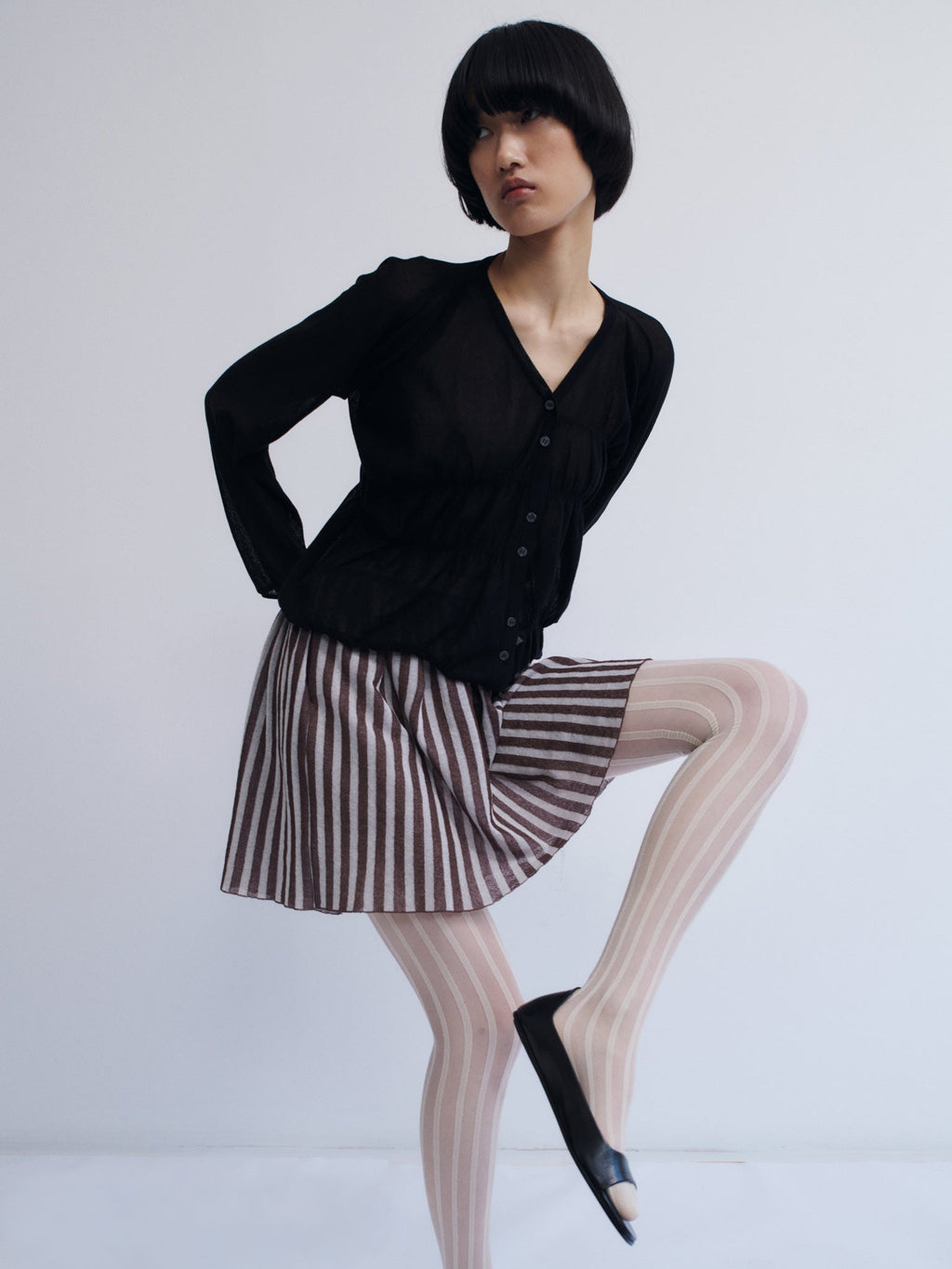 Rus Oboro Ruched Cardigan - Black