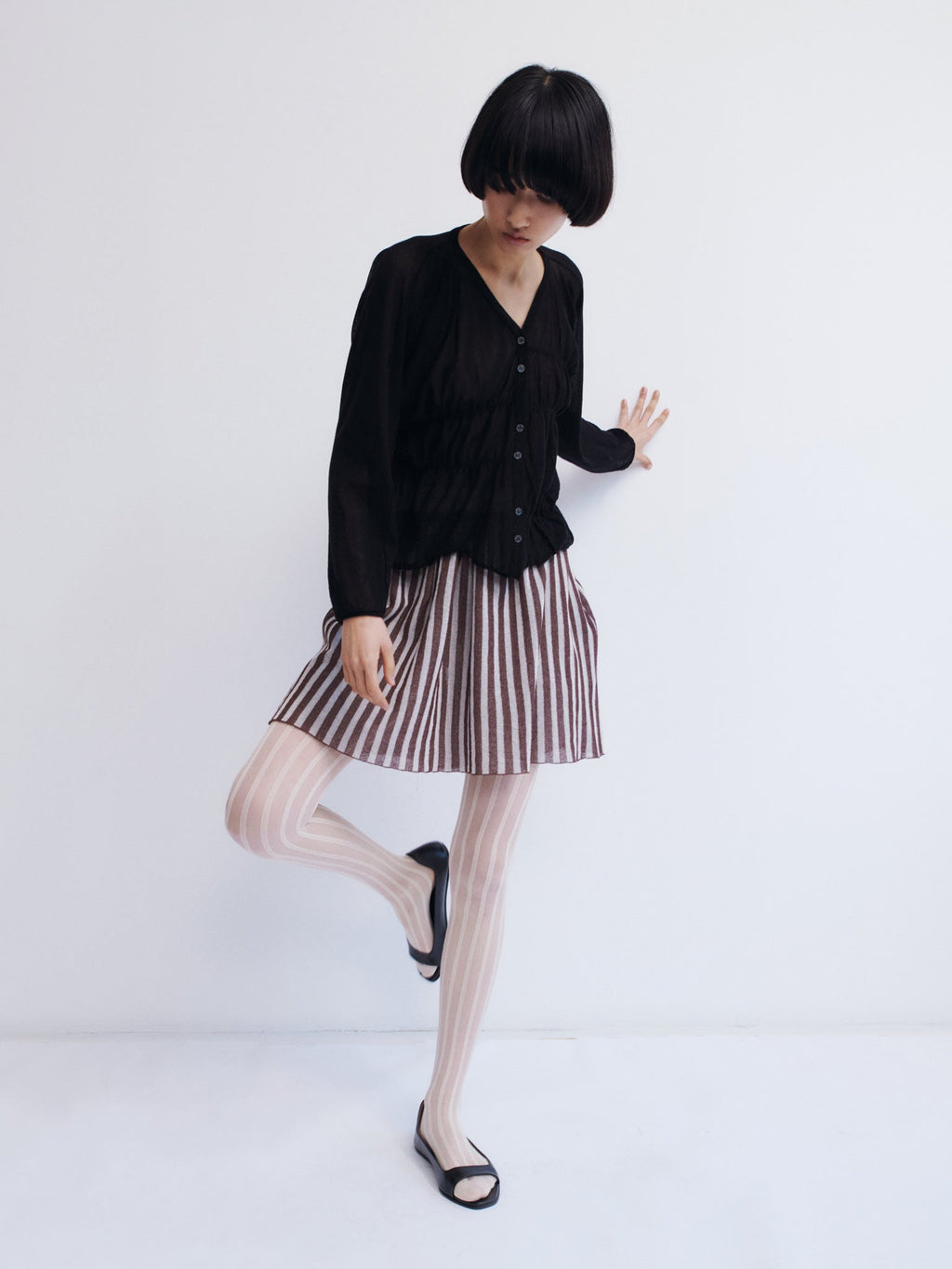 Rus Oboro Ruched Cardigan - Black