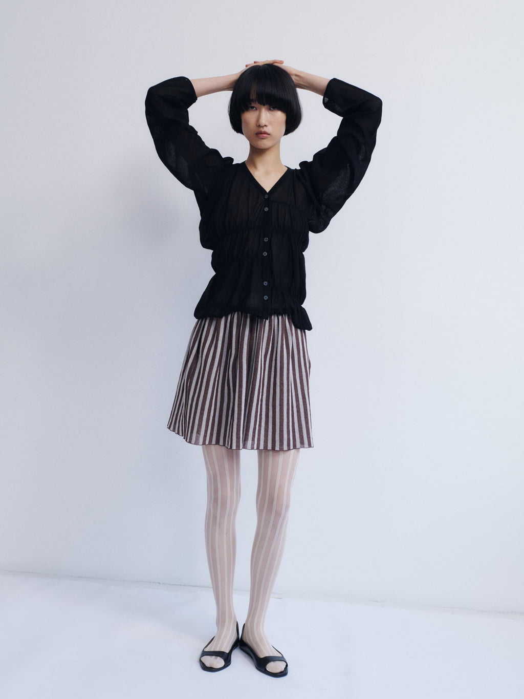 Rus Oboro Ruched Cardigan - Black