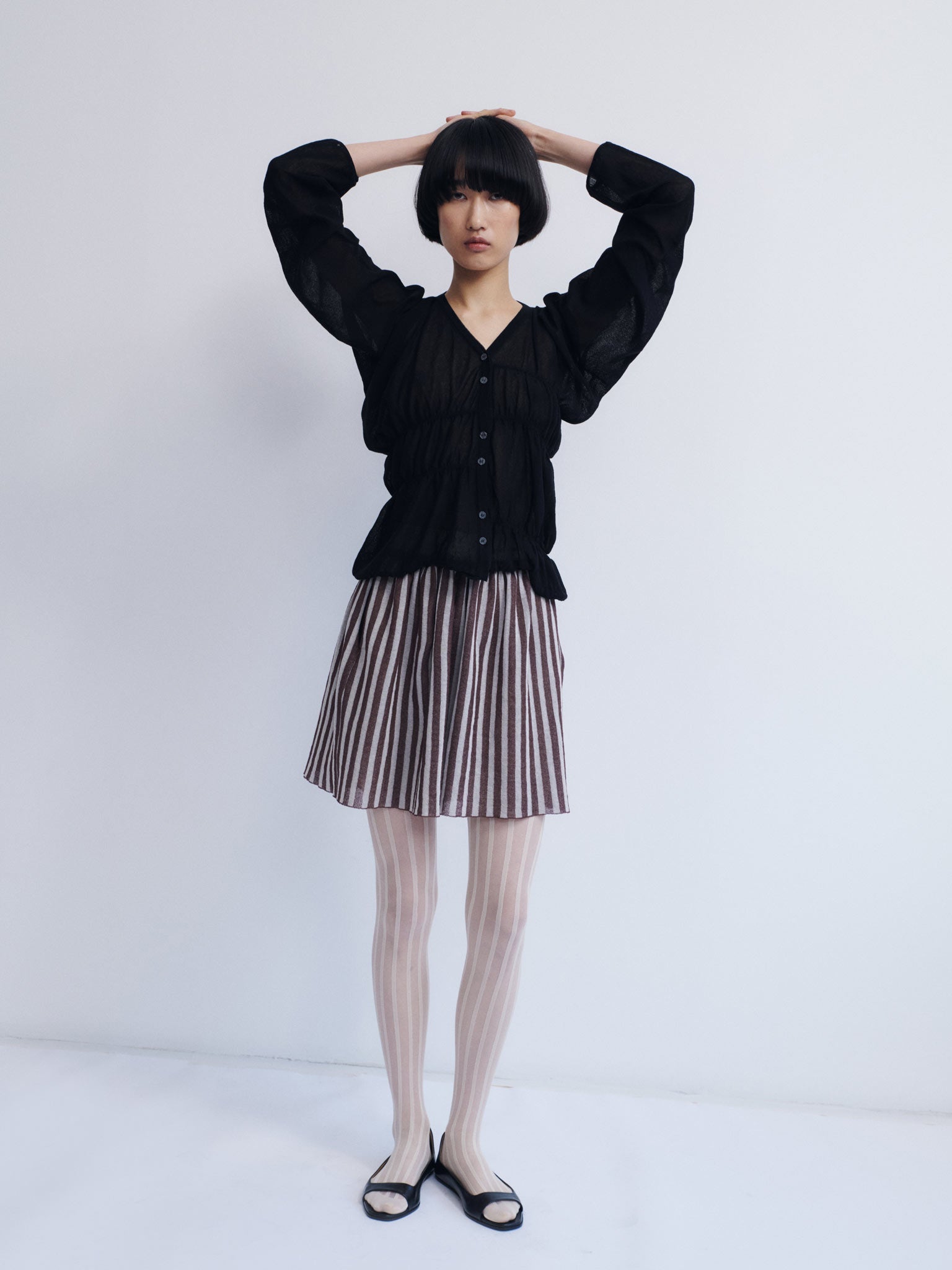 Rus Oboro Ruched Cardigan - Black