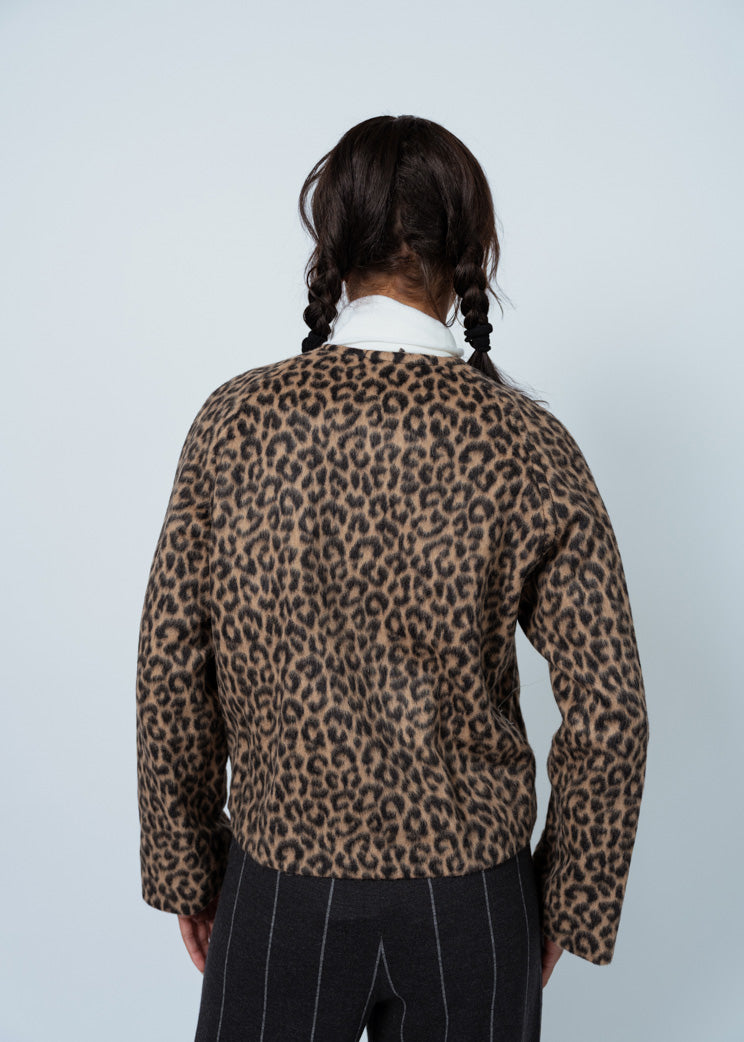 Odeeh Brushed Animal Print Jacket - Dark Camel