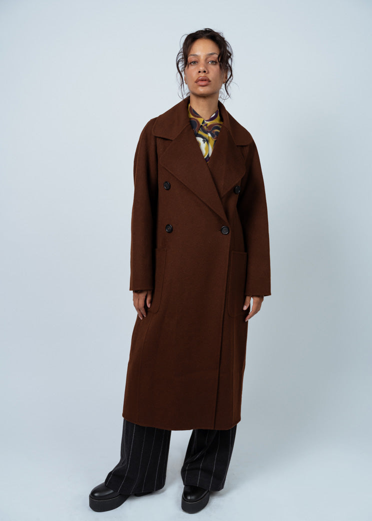 Odeeh Double Face Wool Coat - Mahogany
