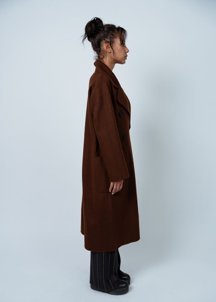 Odeeh Double Face Wool Coat - Mahogany