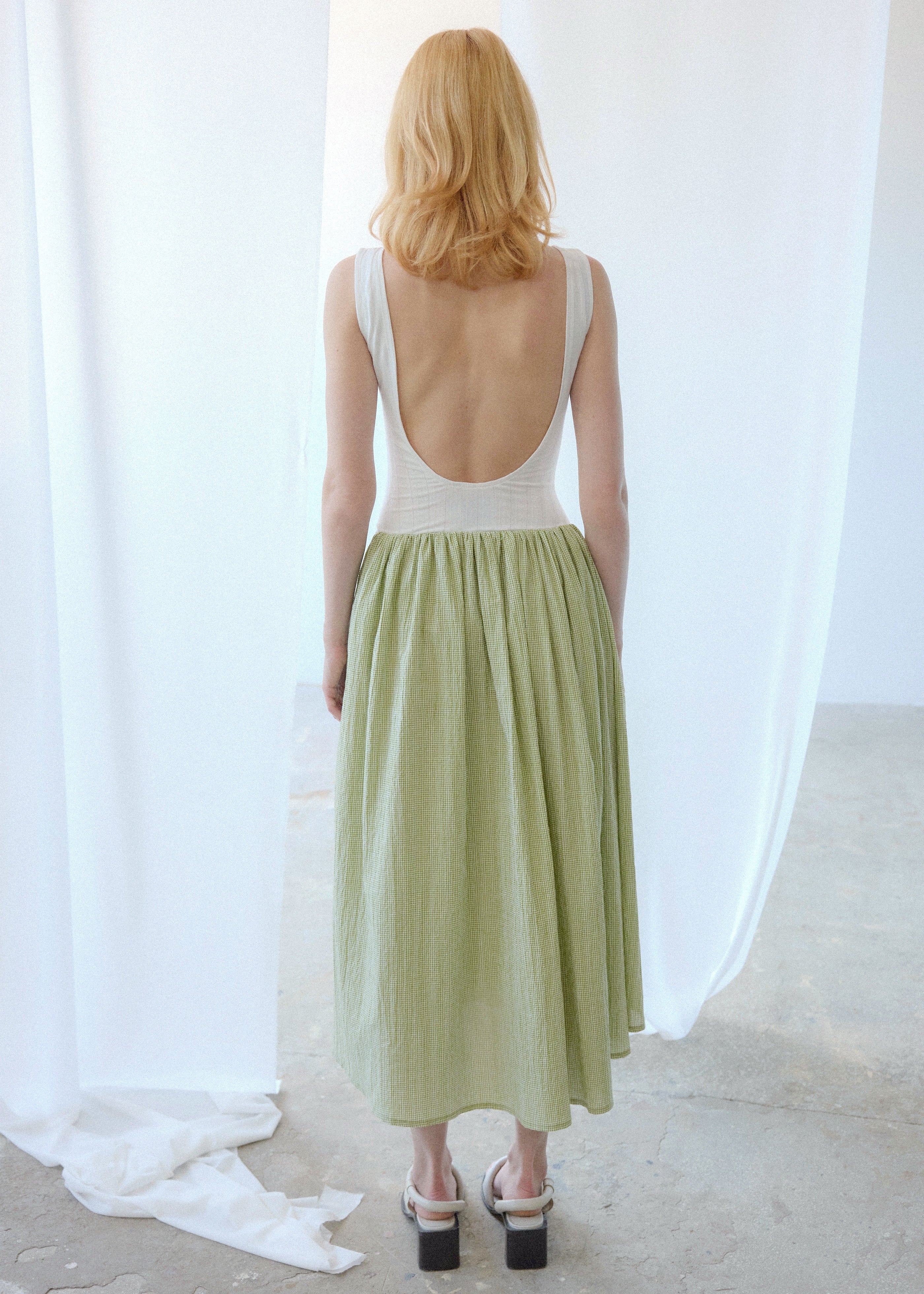 OhSevenDays Martina Dress - White & Green