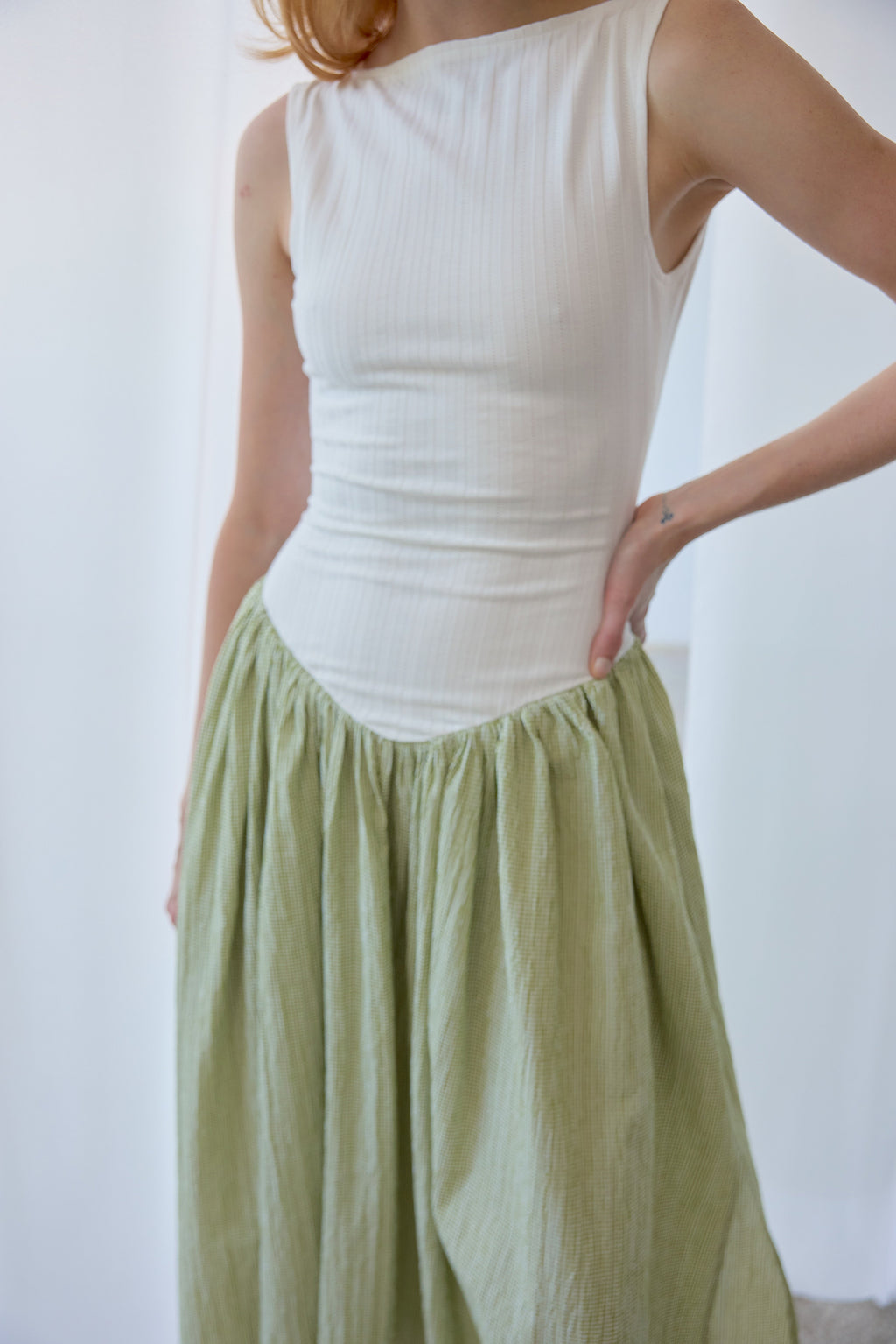 OhSevenDays Martina Dress - White & Green