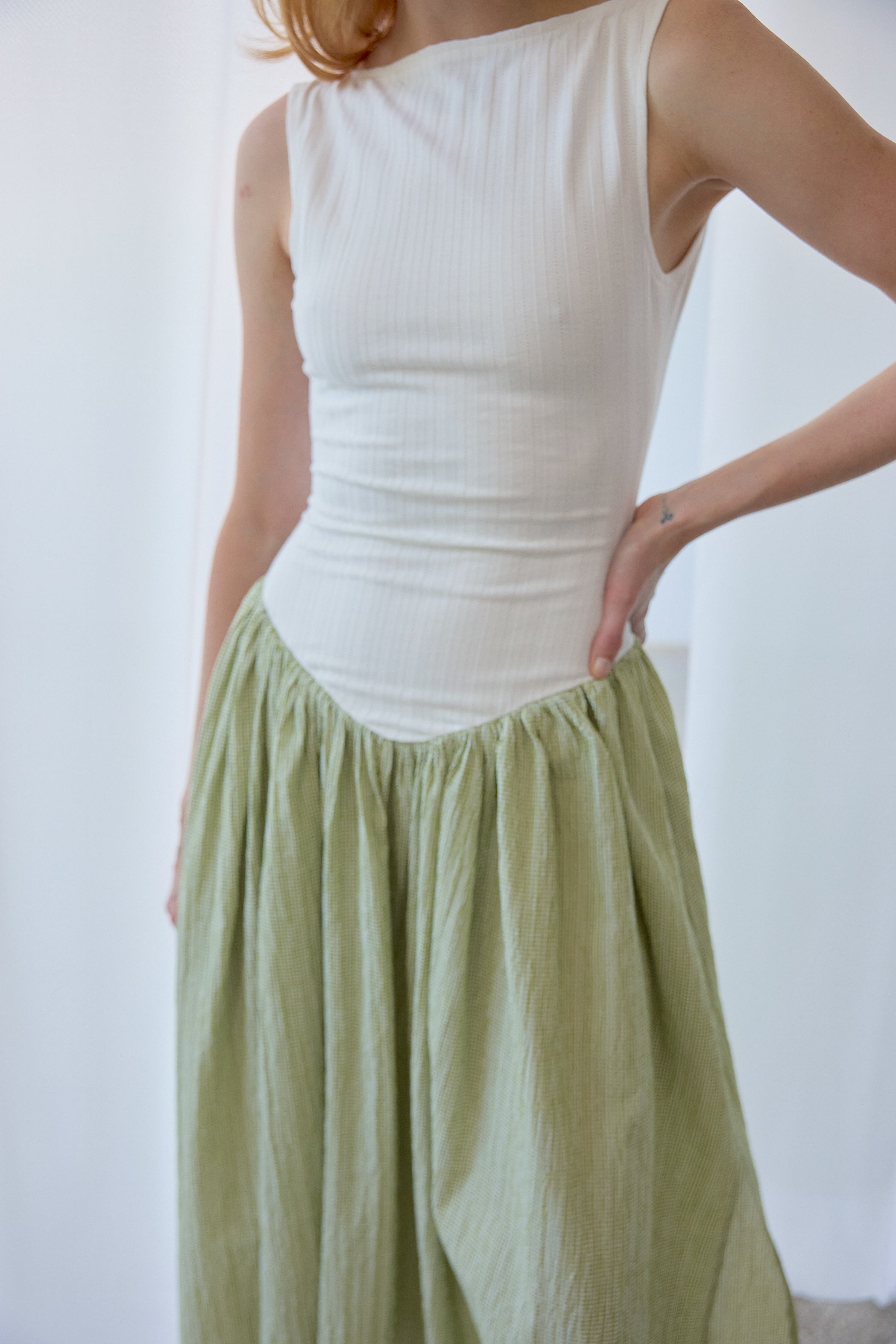 OhSevenDays Martina Dress - White & Green