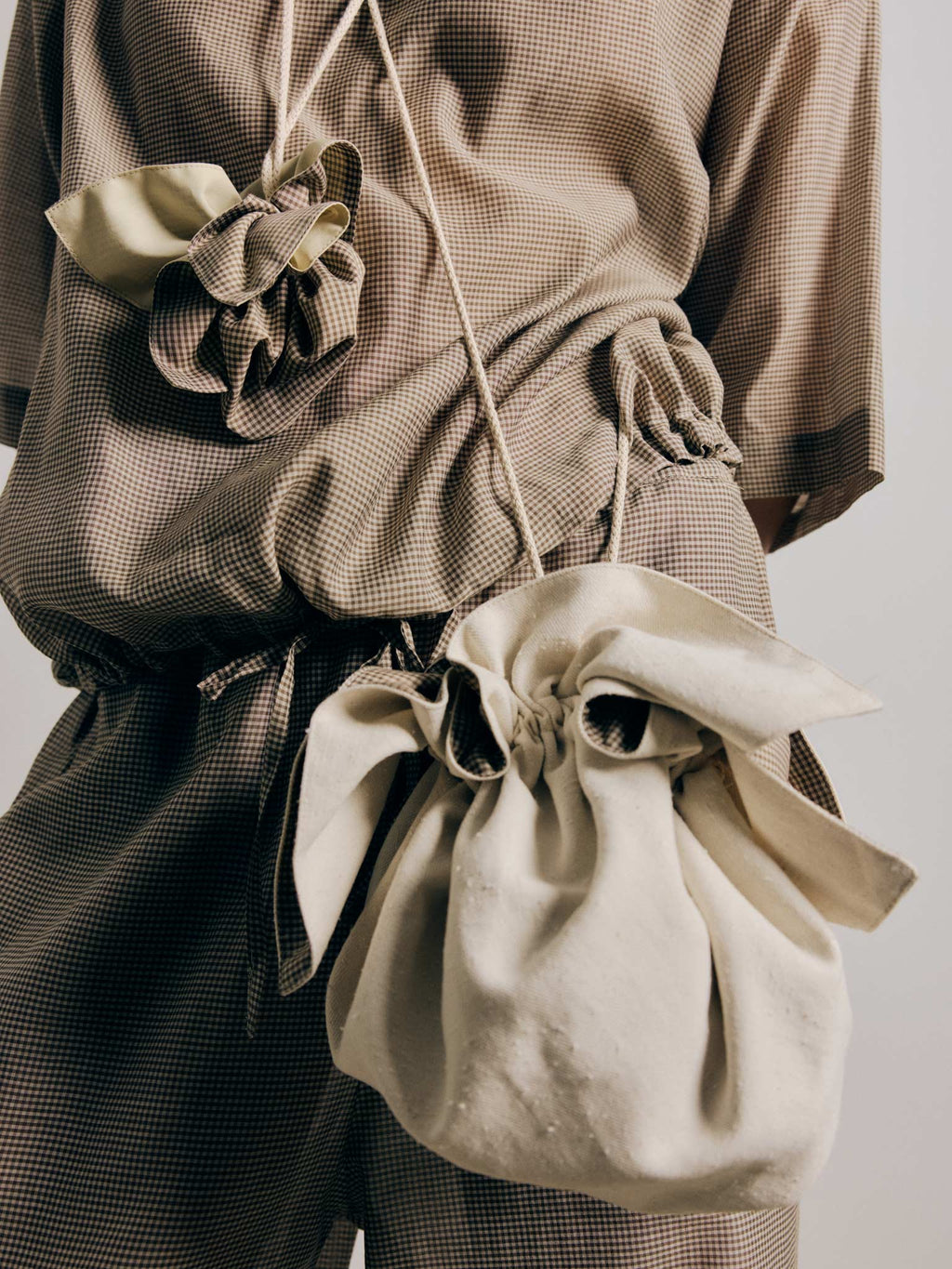 Rus Omamori Bag - Gingham Toffee