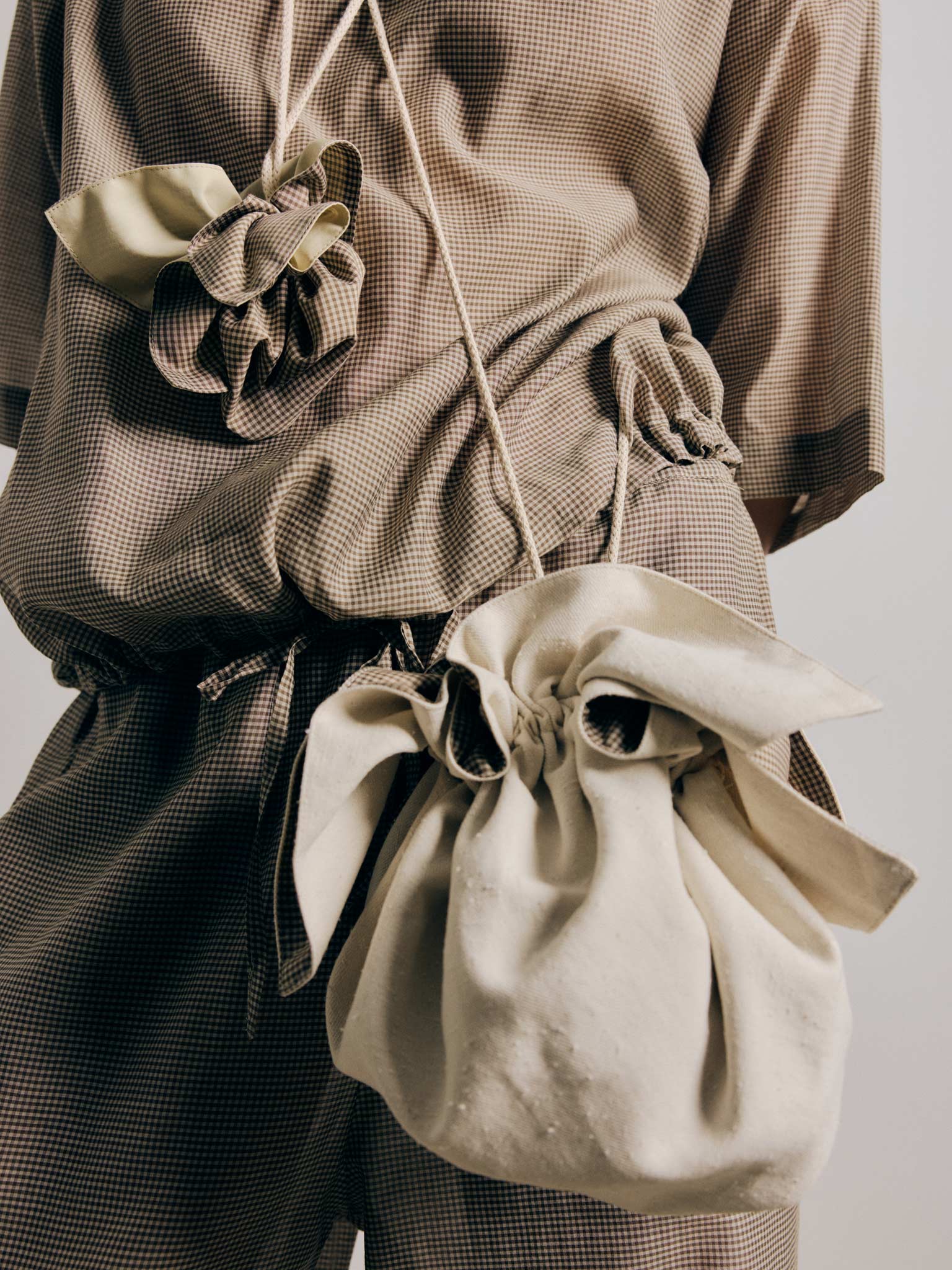 Rus Omamori Bag - Gingham Toffee