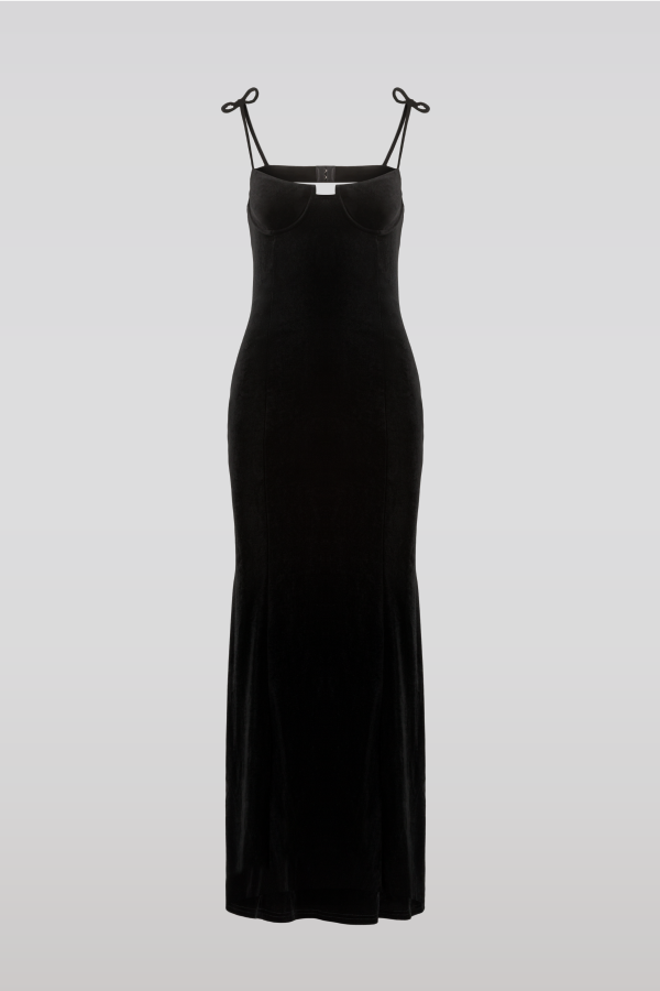 Saemdi Open Back Velvet Dress