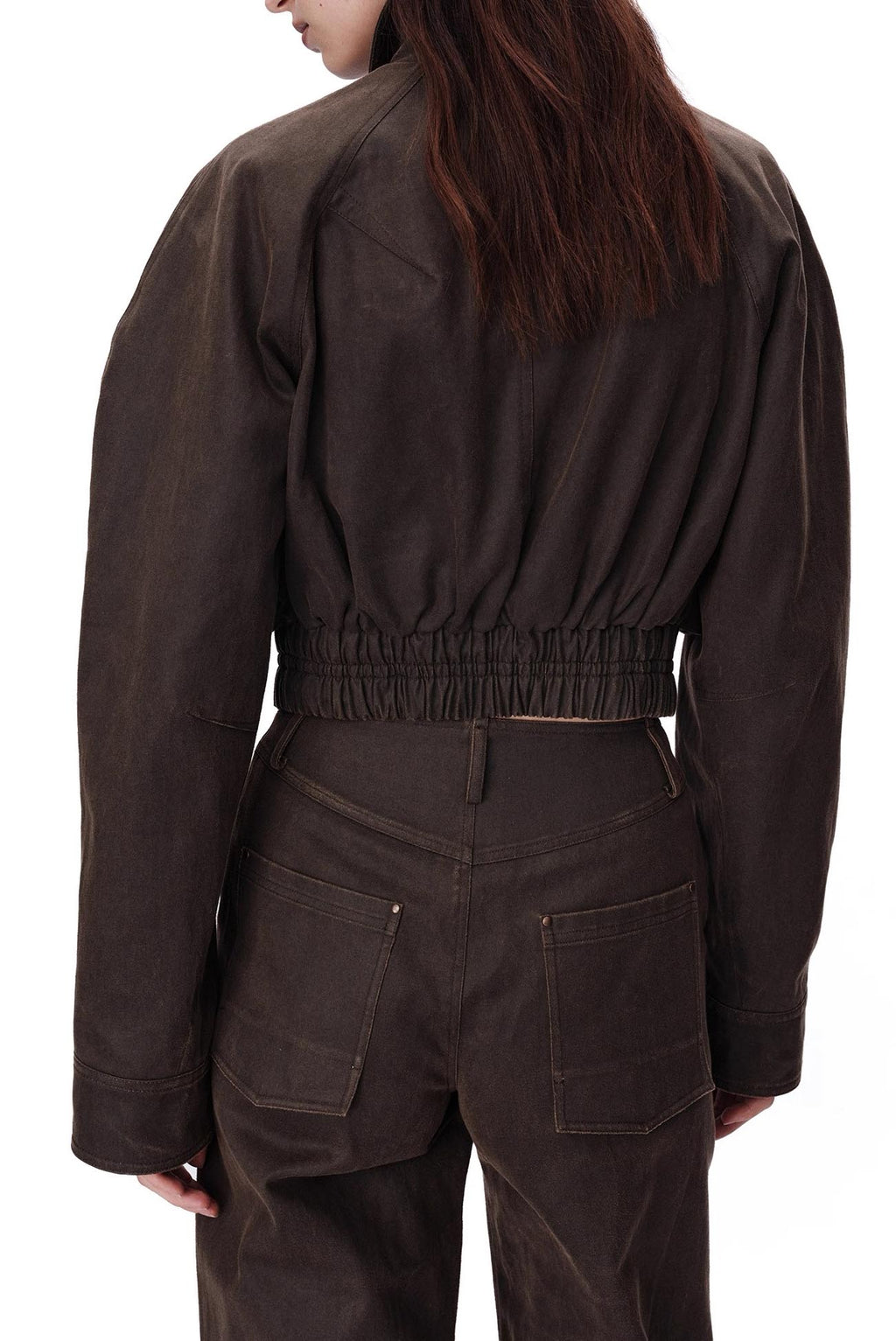Oude Waag Coated Oversized Cropped Jacket - Coffee