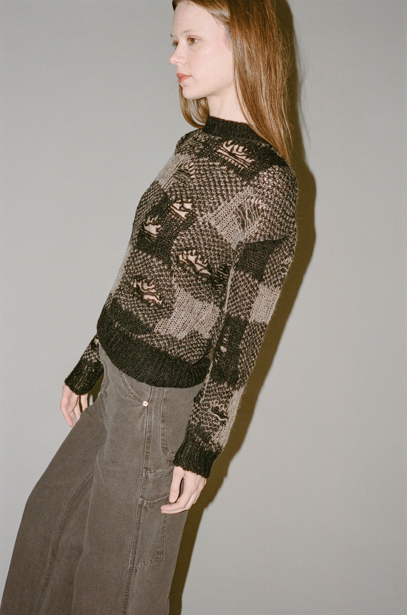 Our Legacy Sonar Roundneck - Black Destructive Gingham