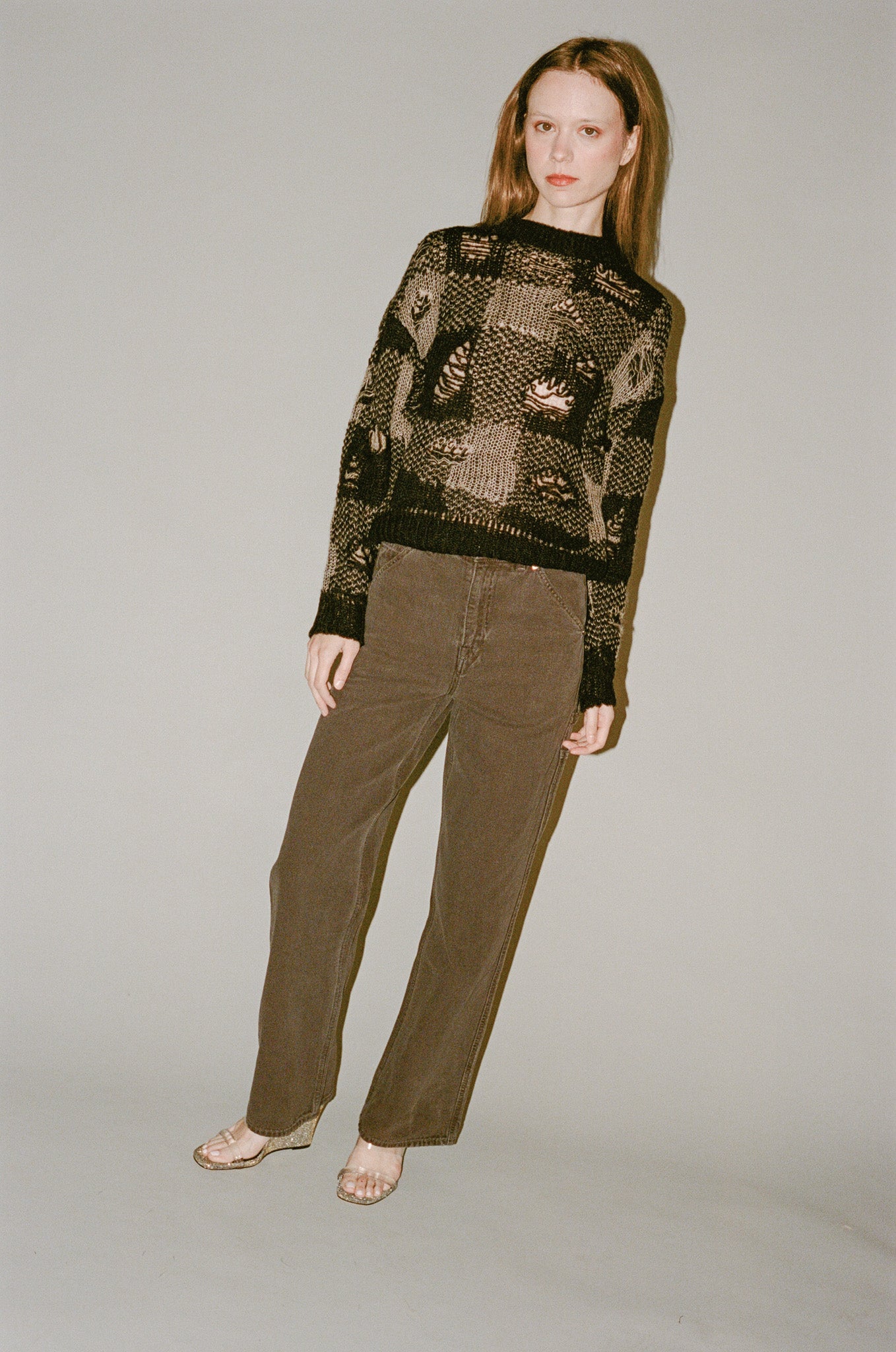 Our Legacy Sonar Roundneck - Black Destructive Gingham