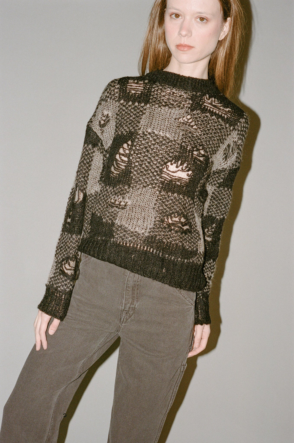 Our Legacy Sonar Roundneck - Black Destructive Gingham