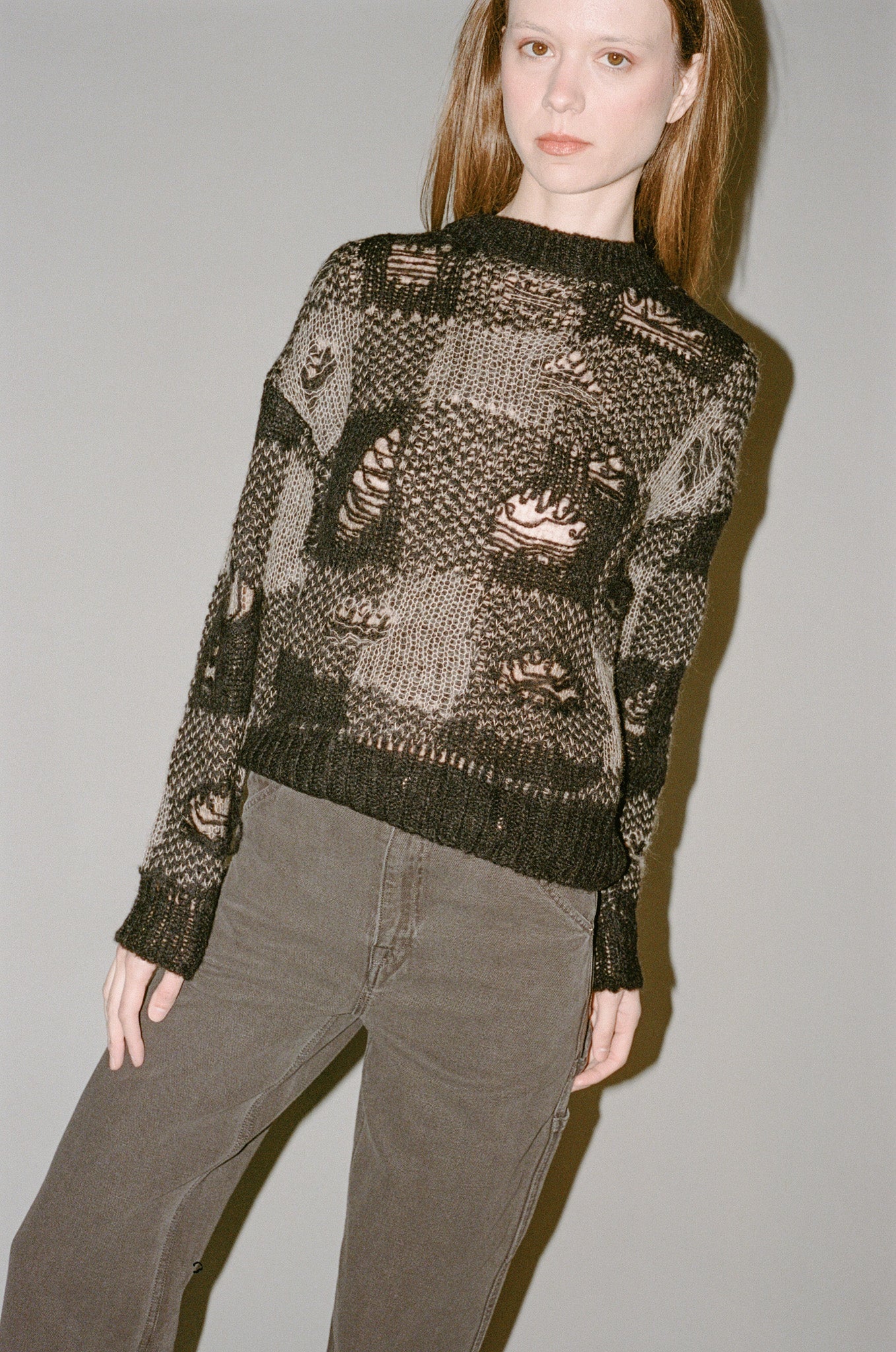 Our Legacy Sonar Roundneck - Black Destructive Gingham