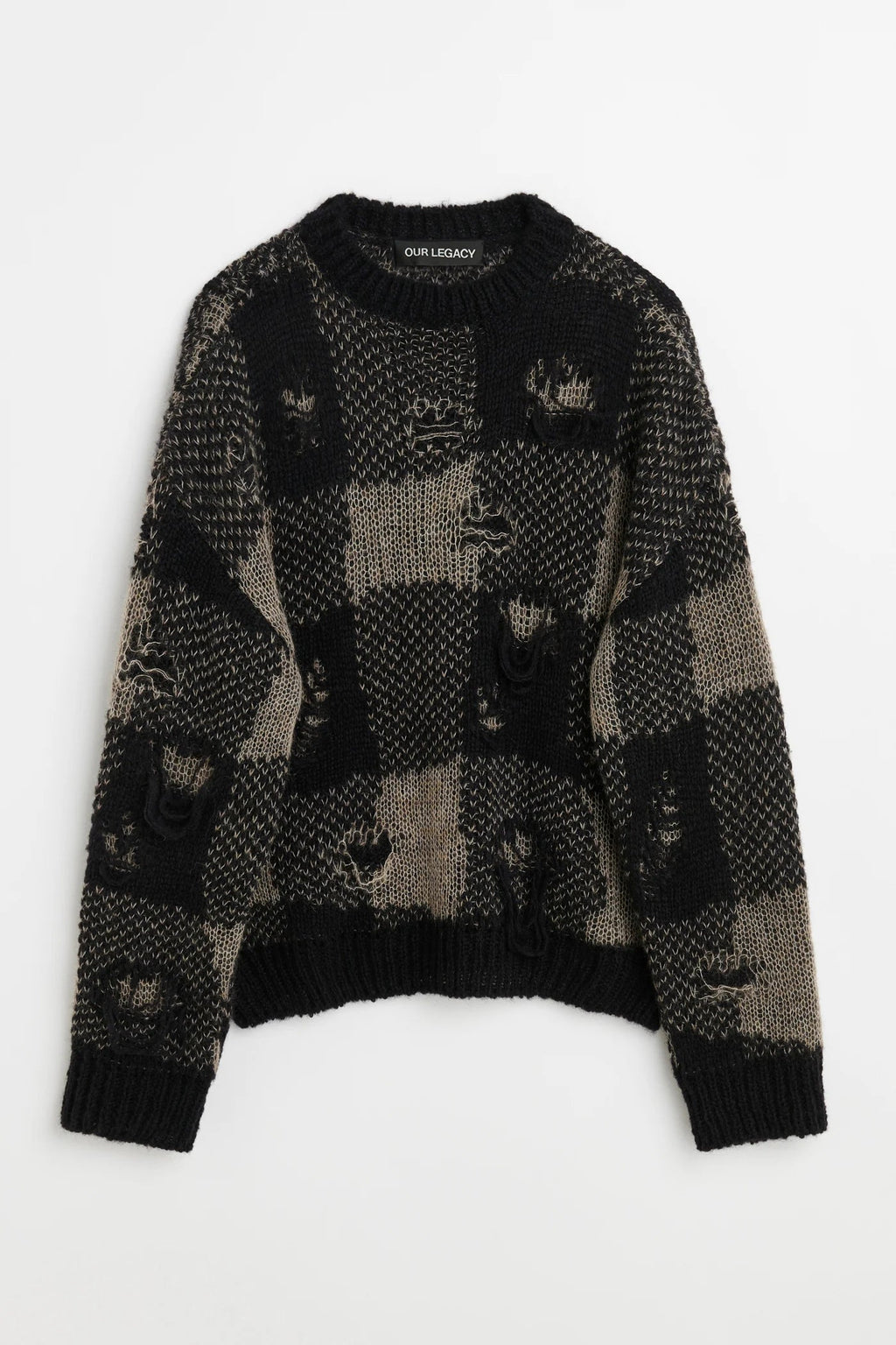 Our Legacy Sonar Roundneck - Black Destructive Gingham