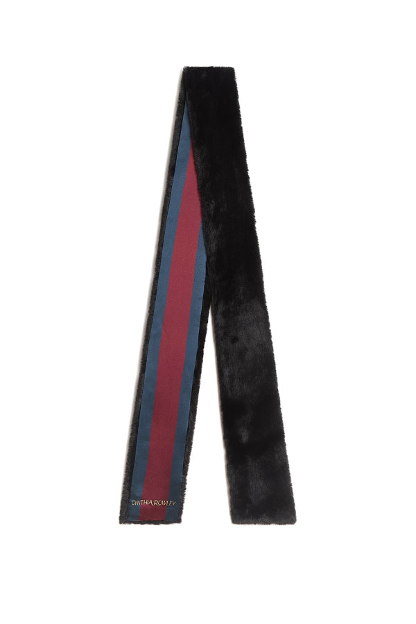 Cynthia Rowley Out East Faux Fur Silk Scarf - Black