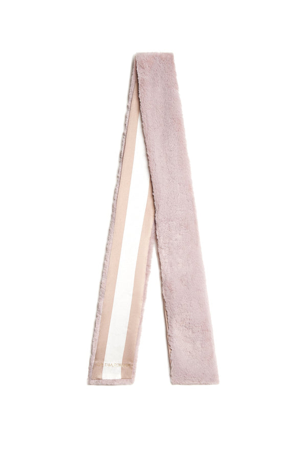 Cynthia Rowley Out East Faux Fur Silk Scarf - Blush