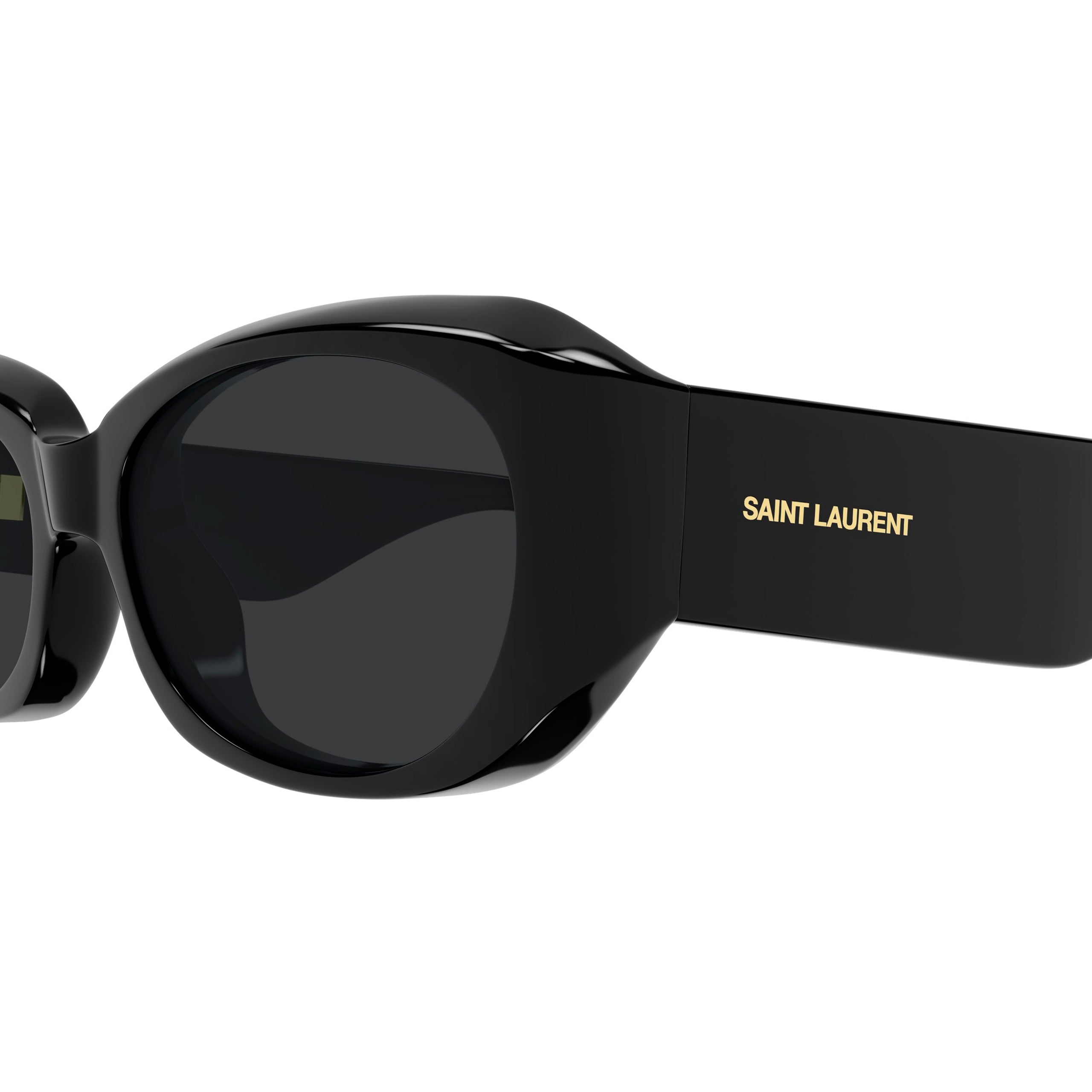 Saint Laurent Oval Sunglasses With Injection Frames - Black