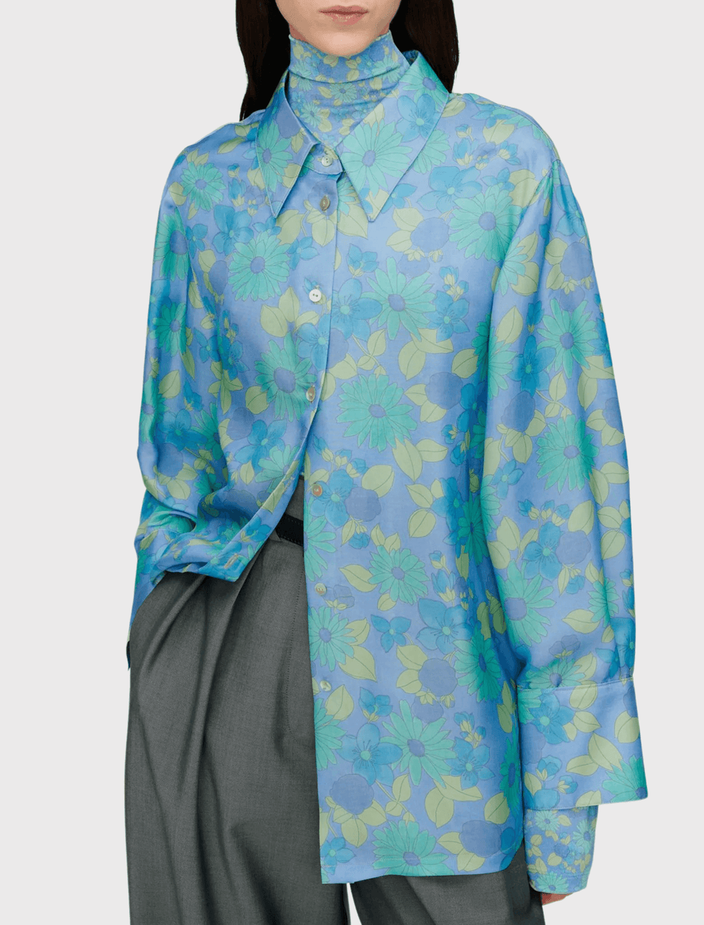 Róhe Oversized Luccio Blouse - Watercolour Flower