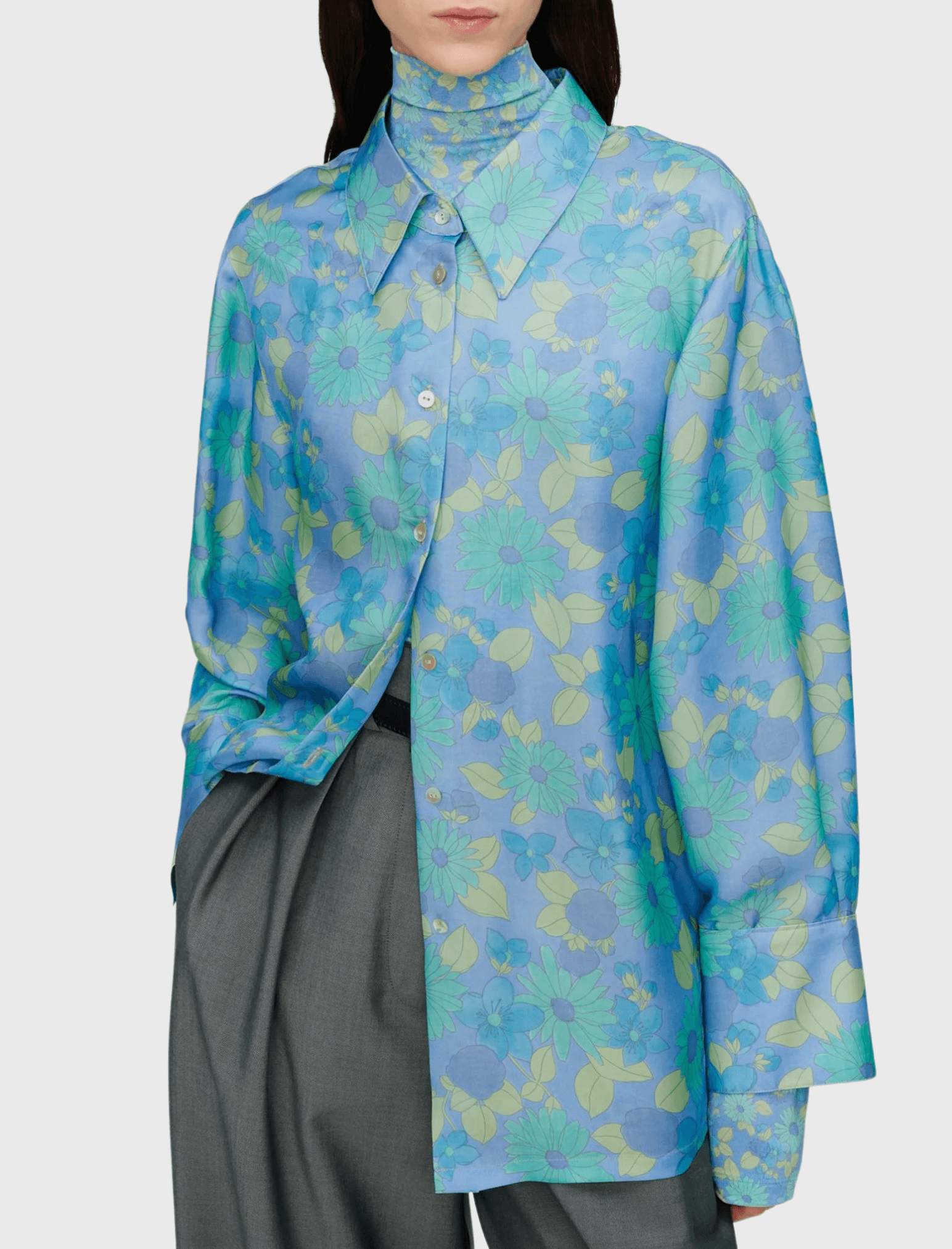 Róhe Oversized Luccio Blouse - Watercolour Flower