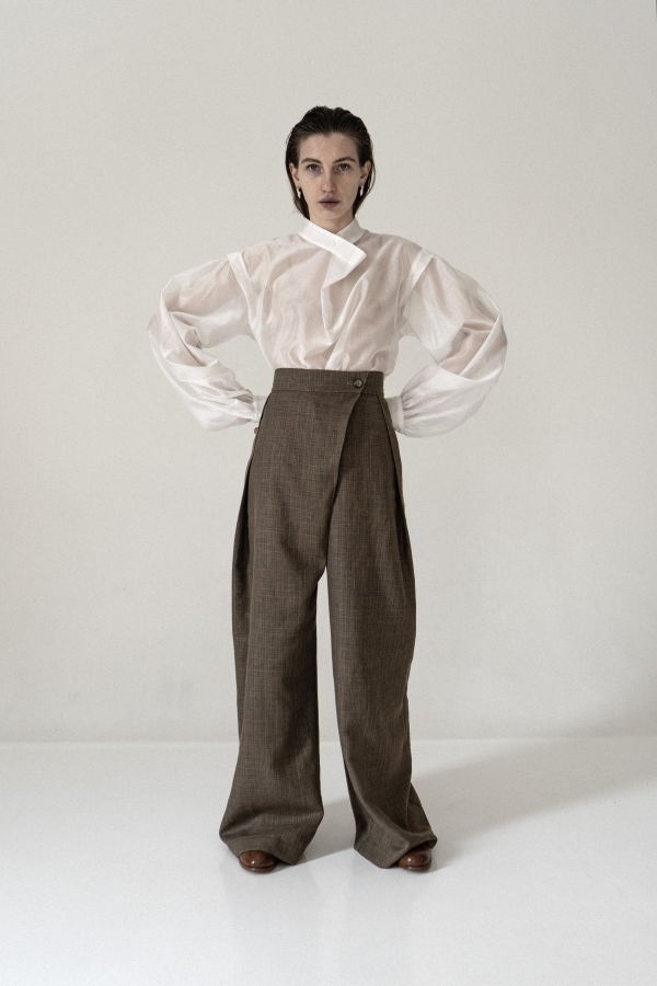K M by L A N G E Palyanytsia Linen Cross Over Pants