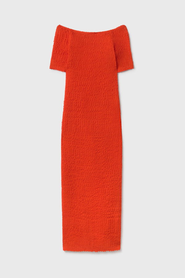 Silk Laundry Pebble Off The Shoulder Dress - Snapper