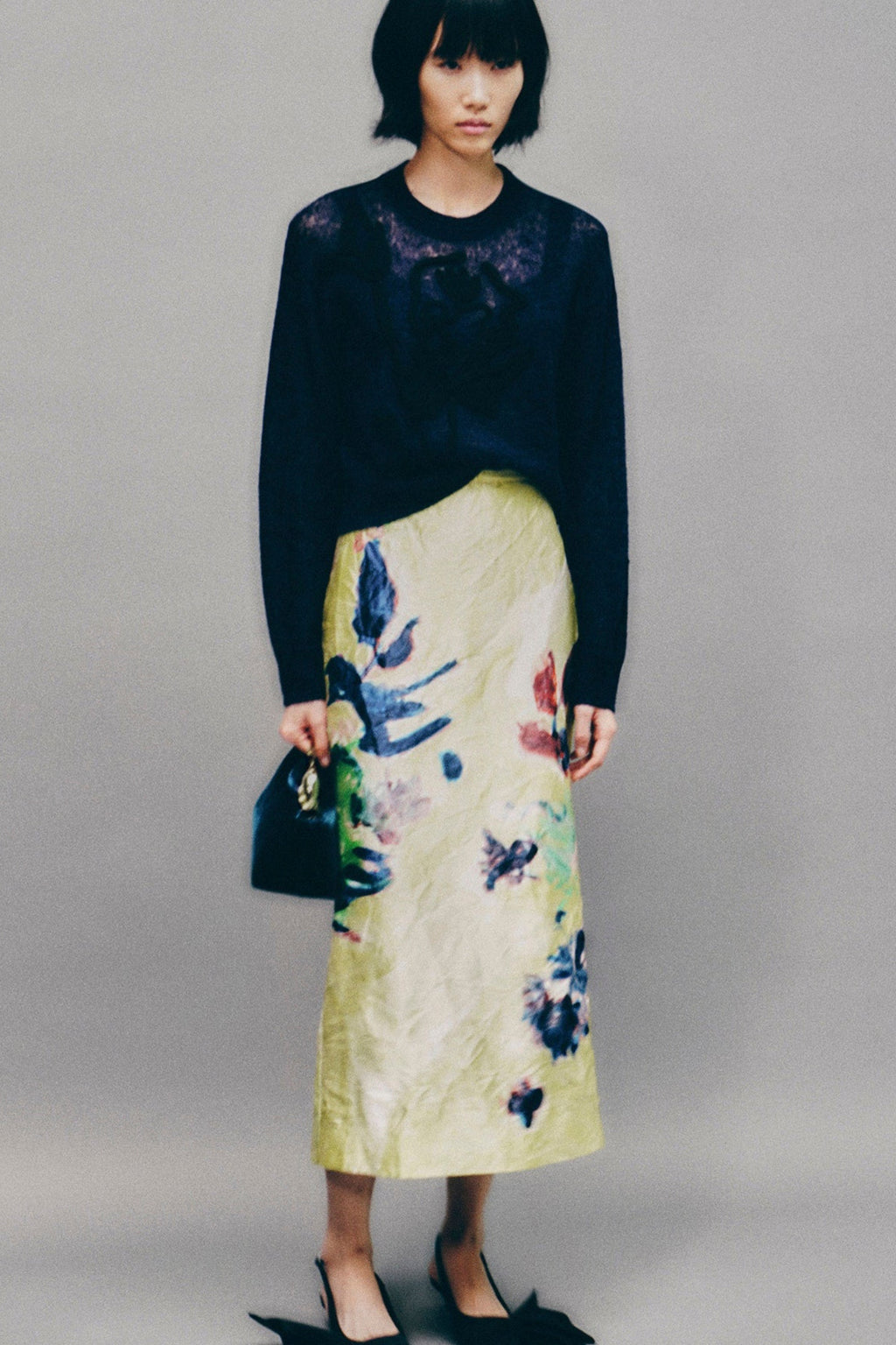 Erdem Pencil Midi Skirt - Artist Garden Venetian Yellow