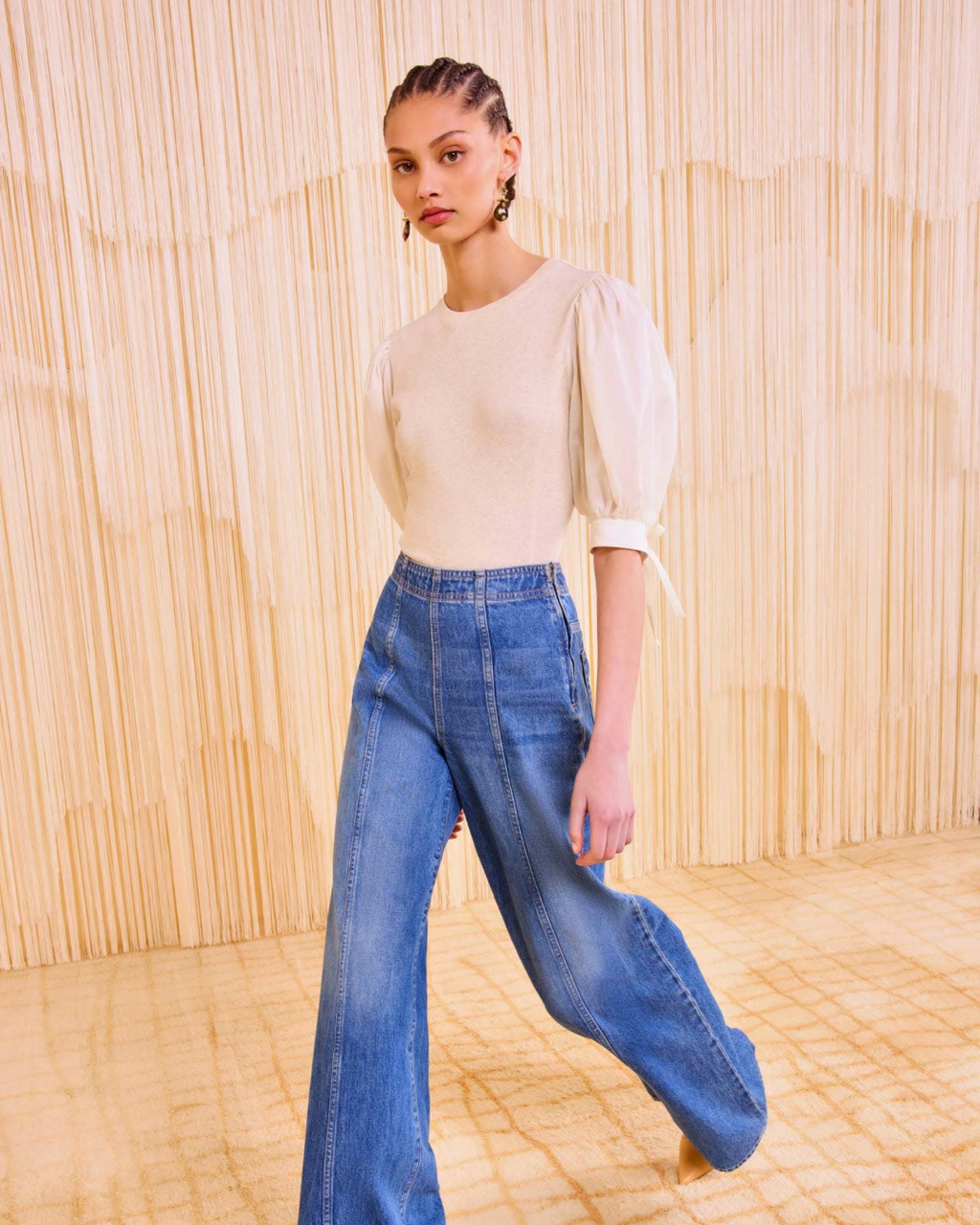 Ulla Johnson Penelope Short Sleeve Top - Ivory Melange