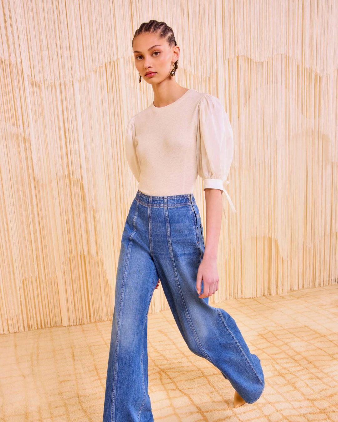 Ulla Johnson Penelope Short Sleeve Top - Ivory Melange