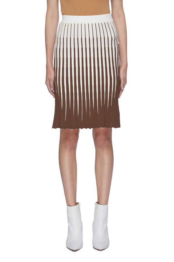 PH5 Aliz Colorblock Knit Pleated Midi Skirt - Dark Brown