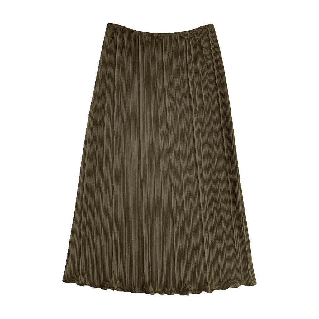 Ali Golden Pleated Slim Midi Skirt