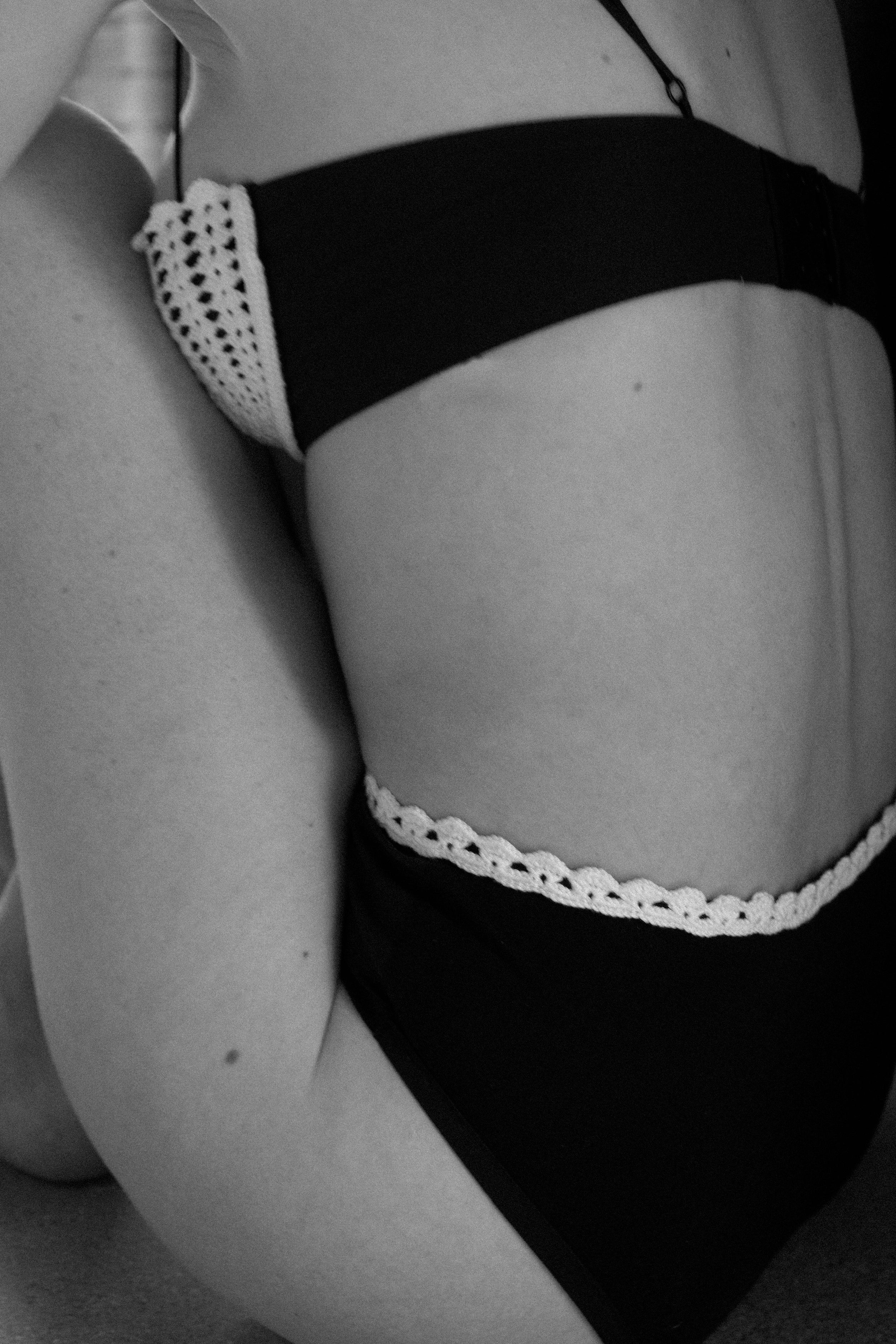 K M by L A N G E Poltava Handmade Crochet Bra - Black/Cream