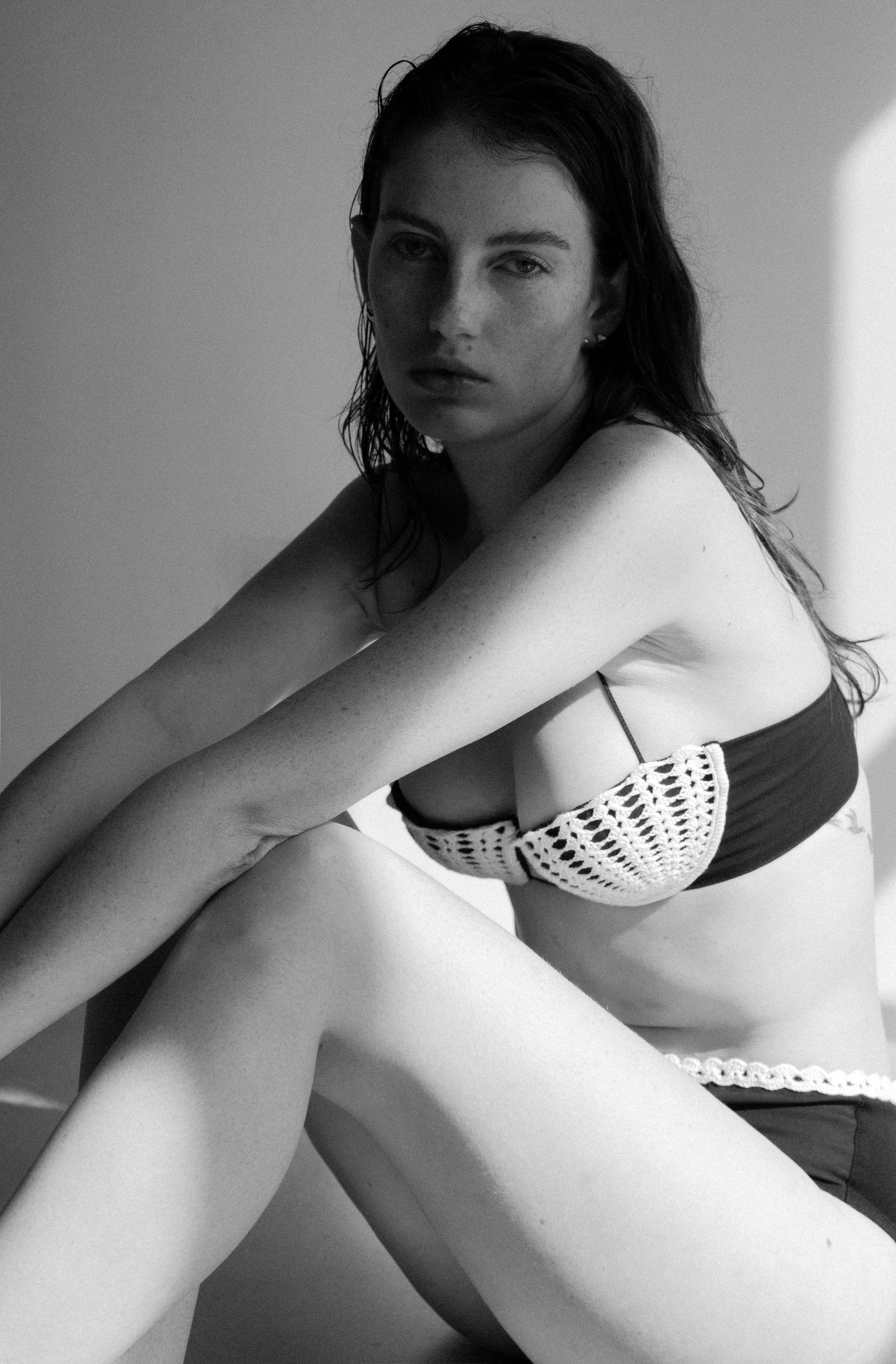 K M by L A N G E Poltava Handmade Crochet Bra - Black/Cream